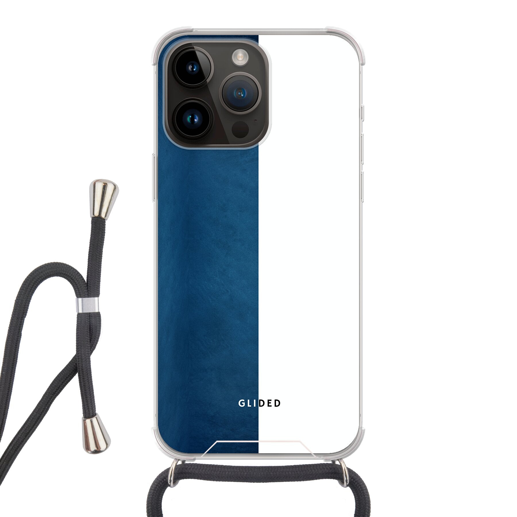 Contrast Handyhülle für iPhone 14 Pro Max in Blau und Weiß, stilvoll und schützend.