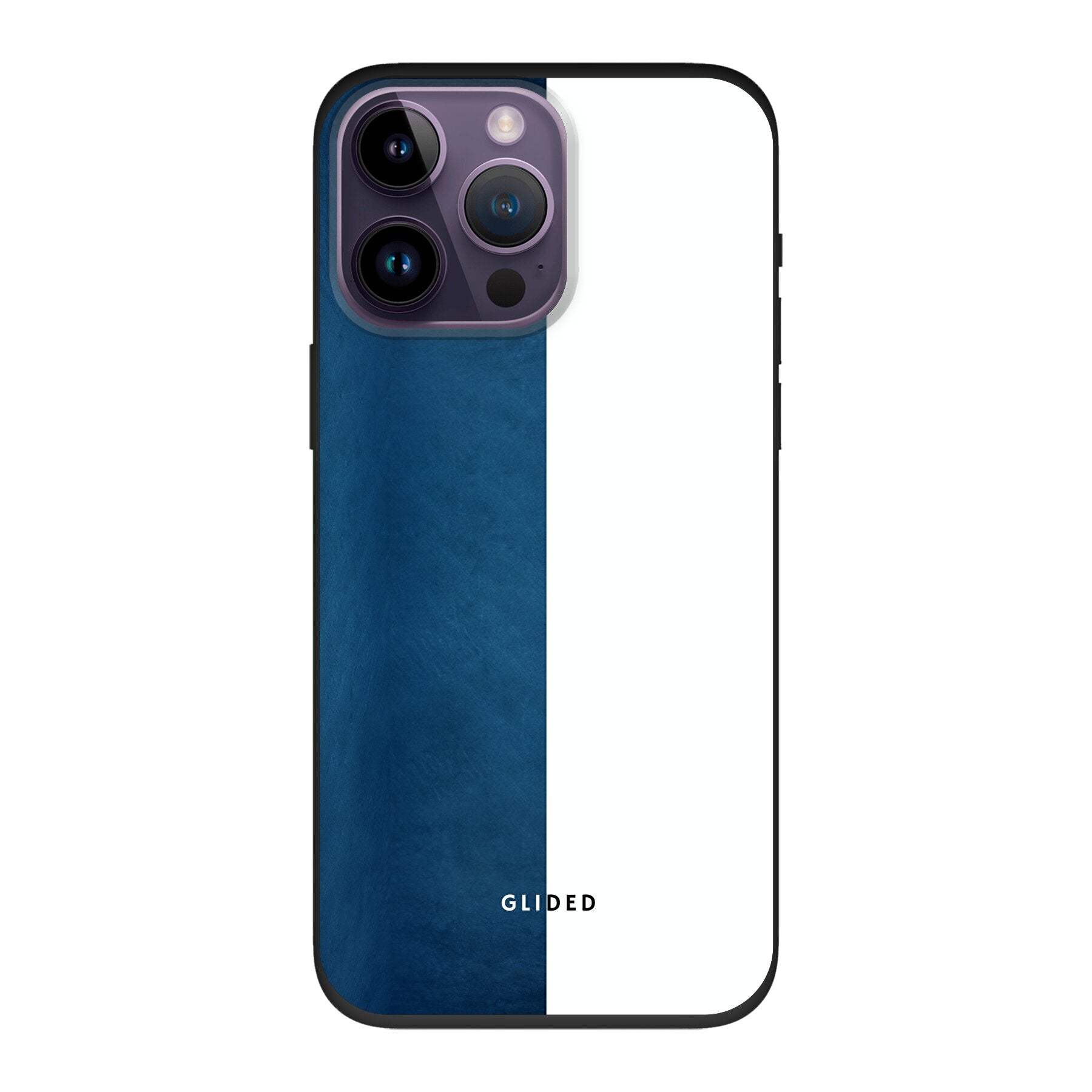 Contrast Handyhülle für iPhone 14 Pro Max in Blau und Weiß, stilvoll und schützend.