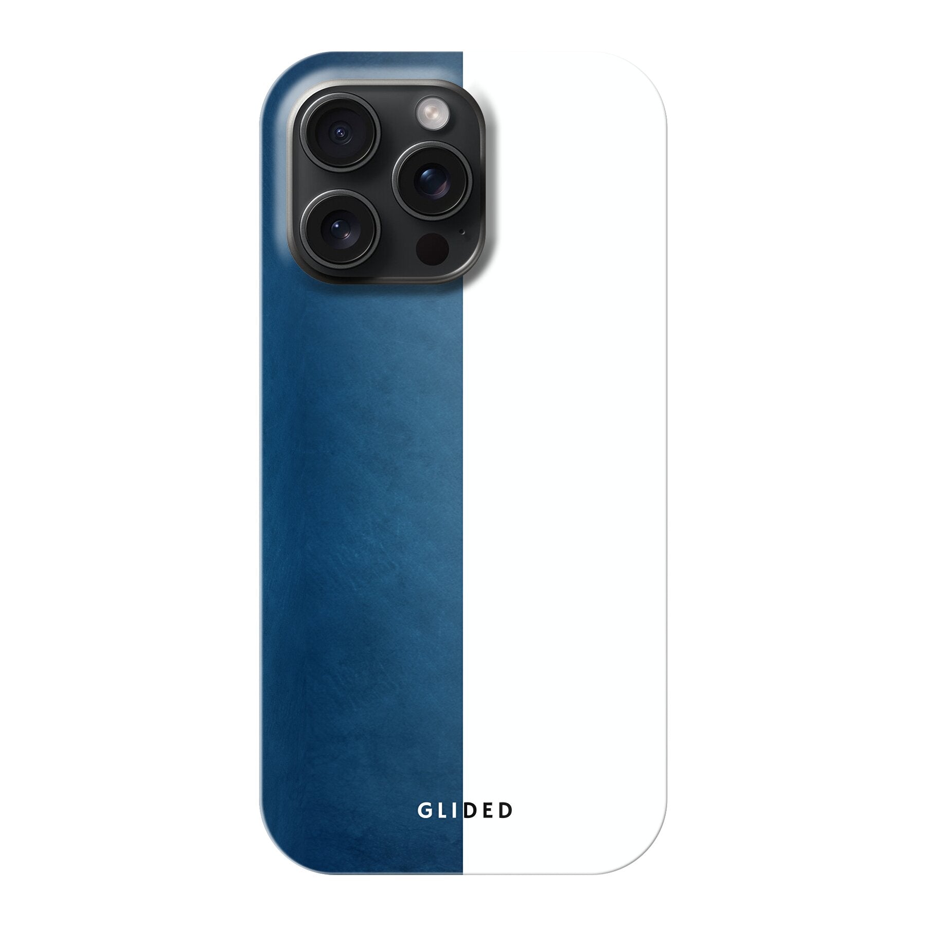 Contrast Handyhülle für iPhone 15 Pro Max in Blau und Weiß, stilvoll und schützend.