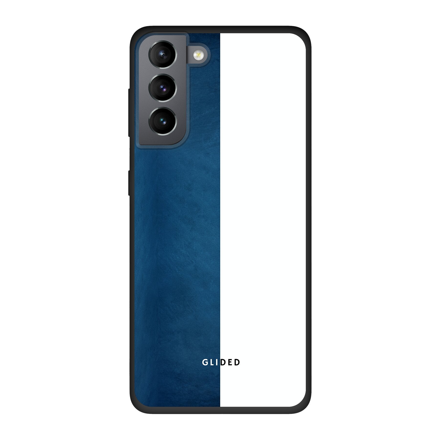 Samsung Galaxy S10 Handyhülle 'Contrast' in Blau und Weiß, bietet stilvollen Schutz und präzise Aussparungen.