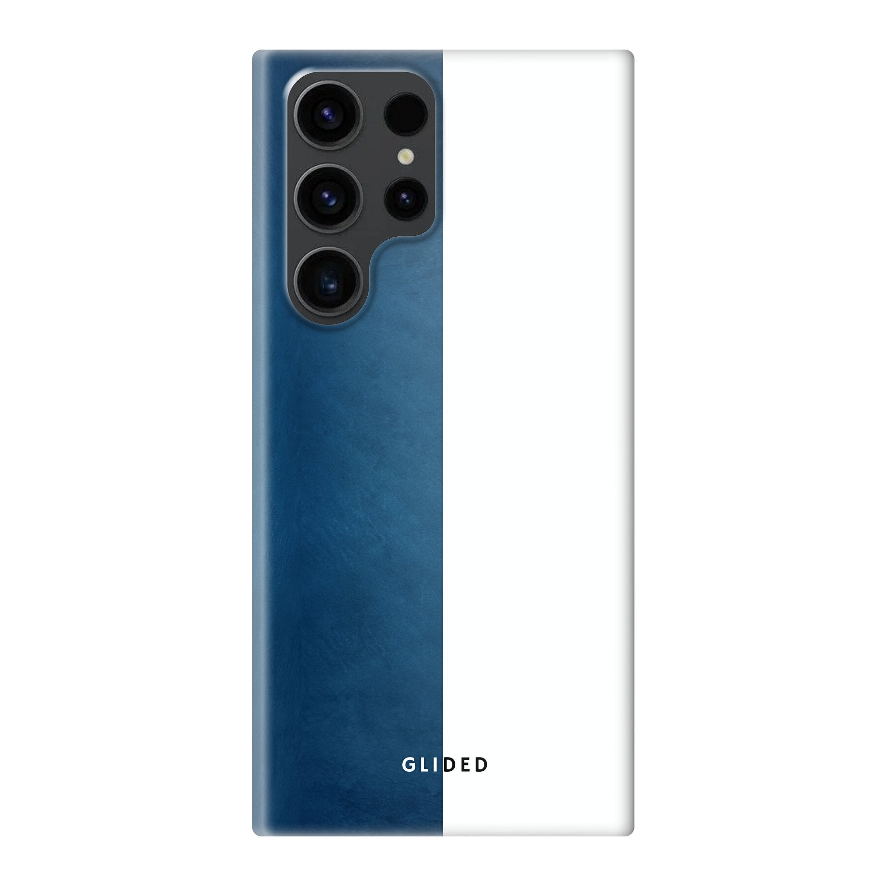 Contrast Handyhülle für Samsung Galaxy S23 Ultra in Blau und Weiß, stilvoll und schützend.
