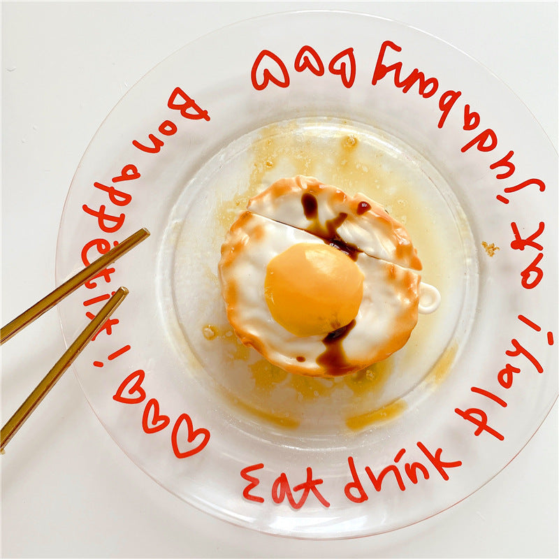 Creative Personality Omelette Protective Cover for AirPods featuring a fried egg design in vibrant colors.