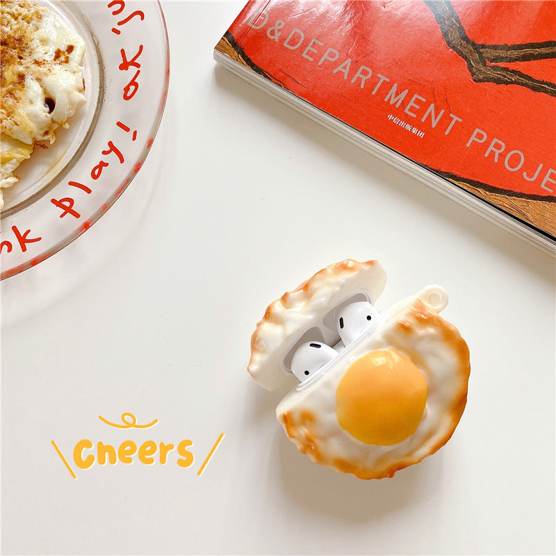 Creative Personality Omelette Protective Cover for AirPods featuring a fried egg design in vibrant colors.