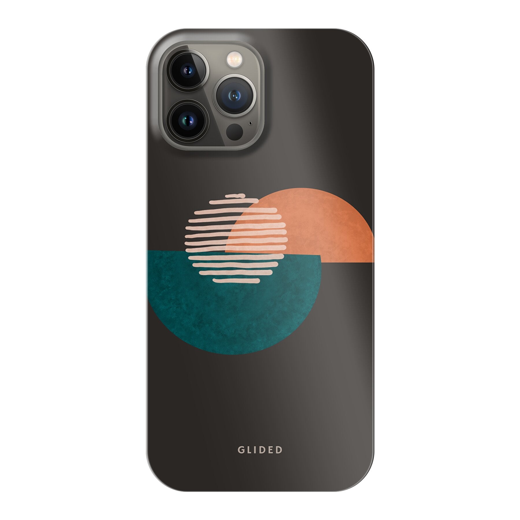 Crest Handyhülle für iPhone 13 Pro Max mit abstraktem Kreismuster auf dunklem Hintergrund, bietet stilvollen Schutz.