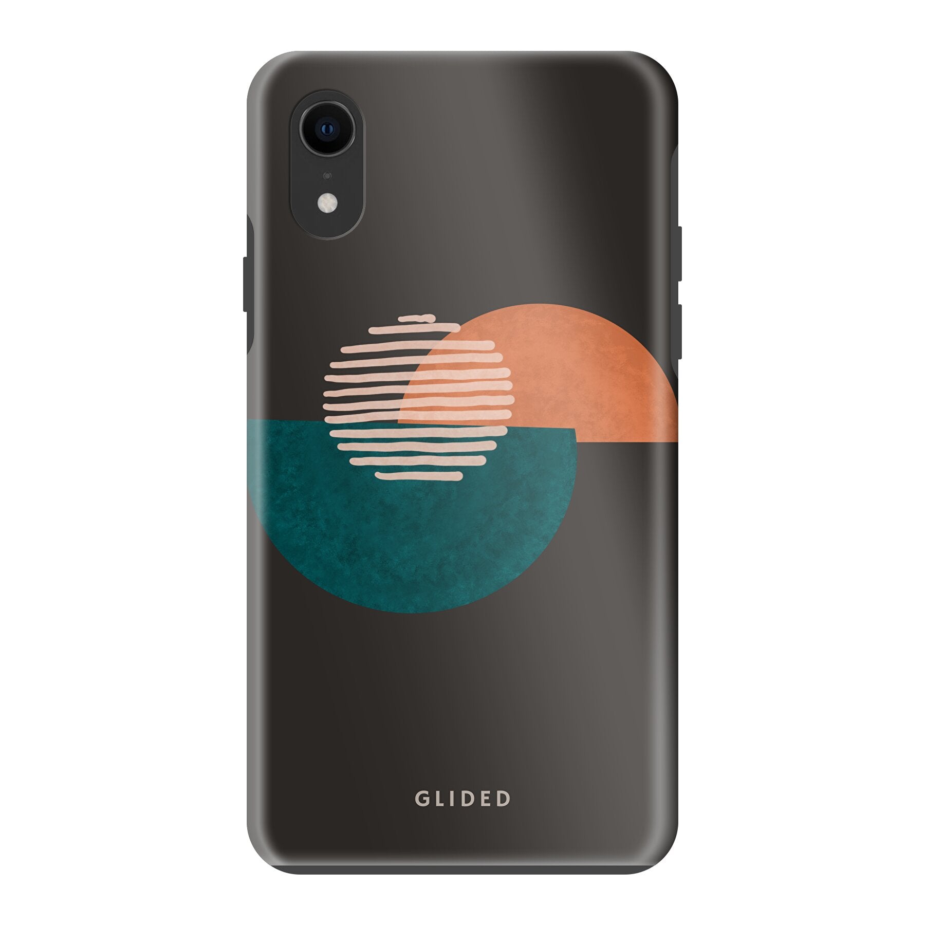 Crest iPhone X/Xs Handyhülle mit abstraktem Kreismuster auf dunklem Hintergrund, bietet stilvollen Schutz.