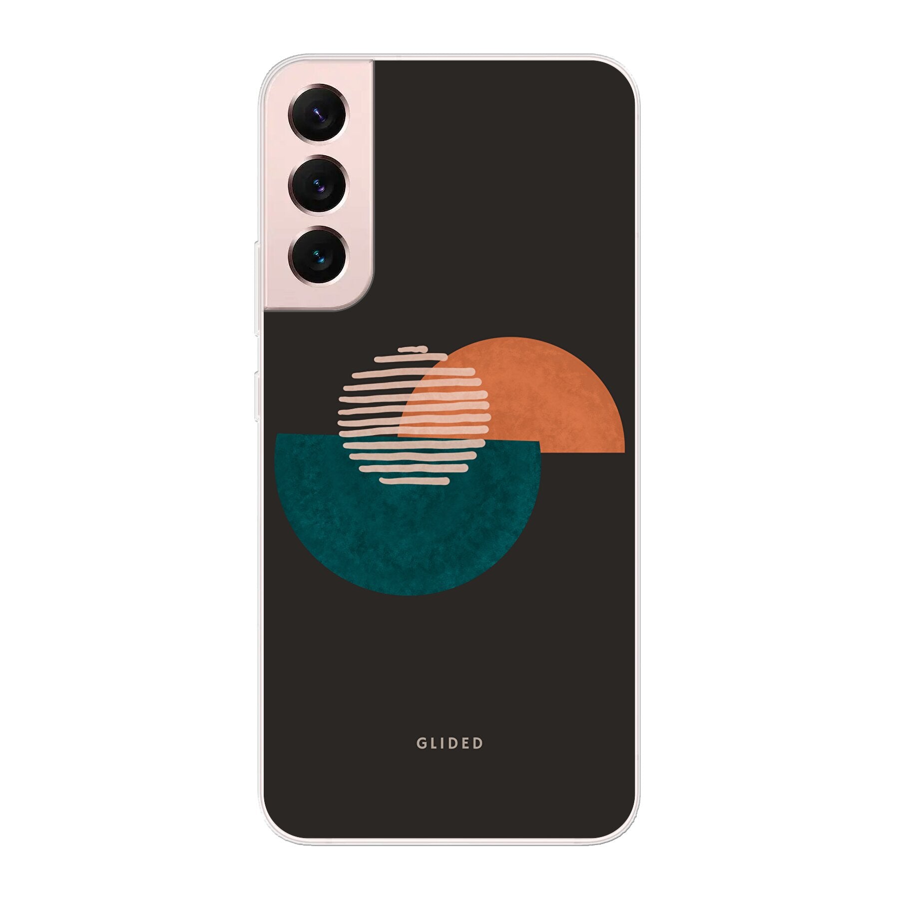 Crest Handyhülle für Samsung Galaxy S22 Plus mit abstraktem Kreismuster auf dunklem Hintergrund, bietet stilvollen Schutz.