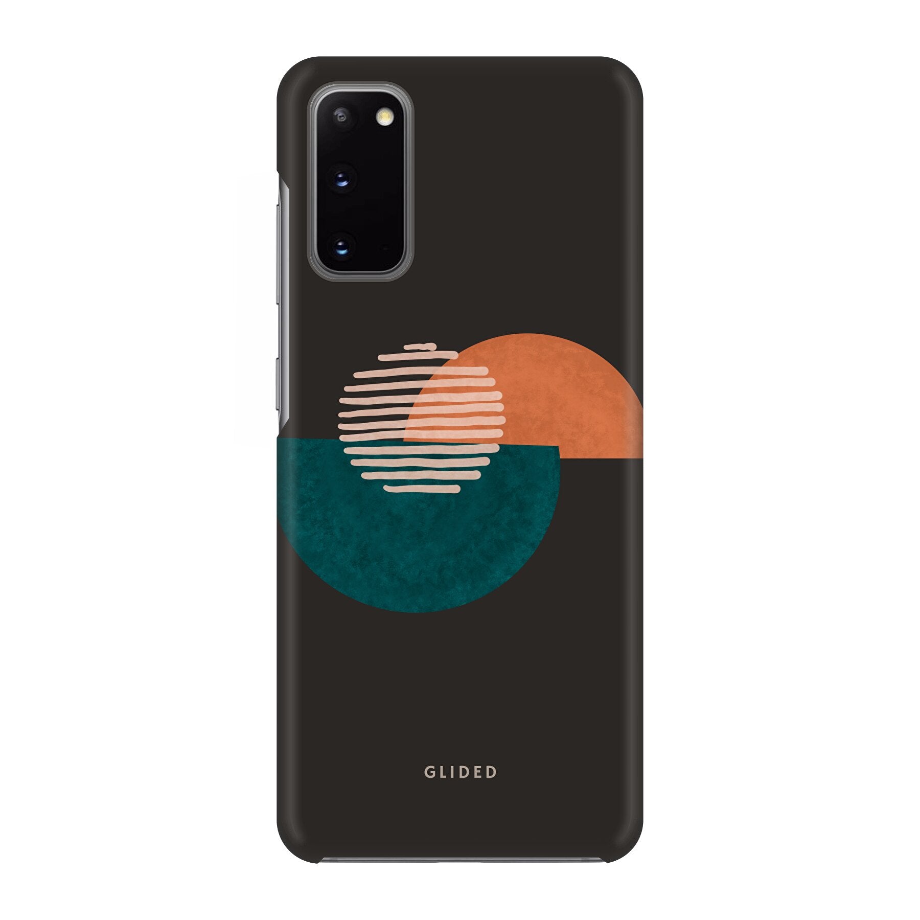 Crest Handyhülle für Samsung Galaxy S20/S20 5G mit abstraktem Kreismuster auf dunklem Hintergrund, bietet stilvollen Schutz.