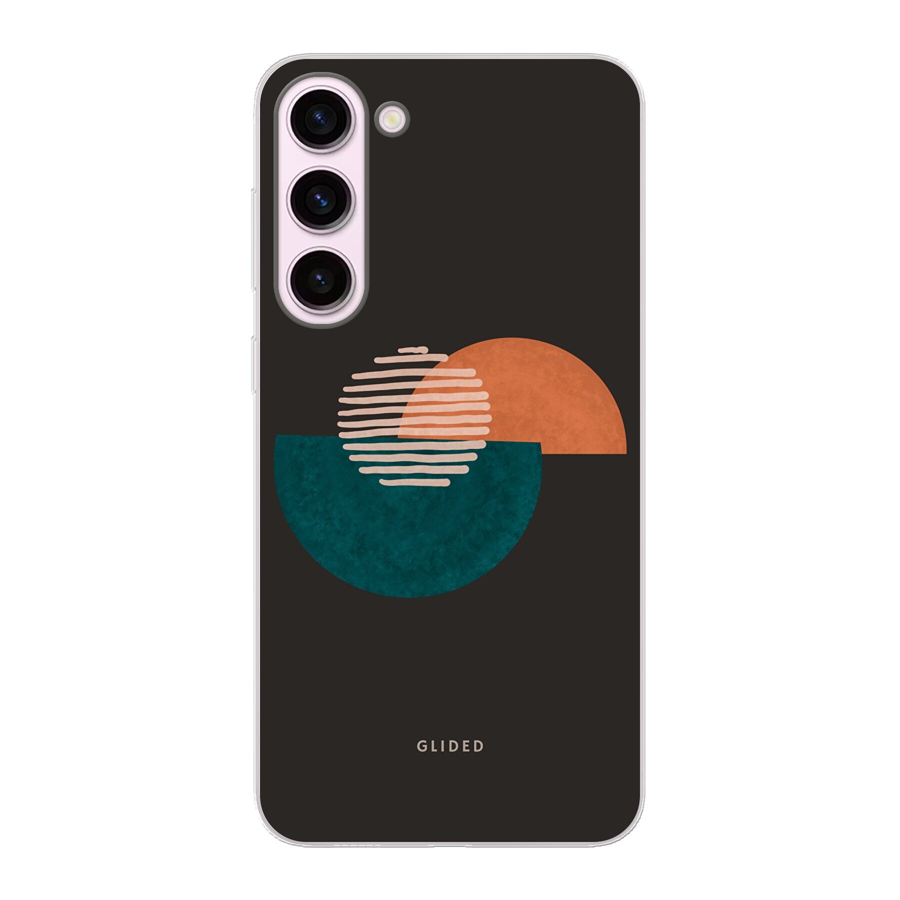 Crest Handyhülle für Samsung Galaxy S23 Plus mit abstraktem Kreismuster auf dunklem Hintergrund, bietet stilvollen Schutz und modernen Look.