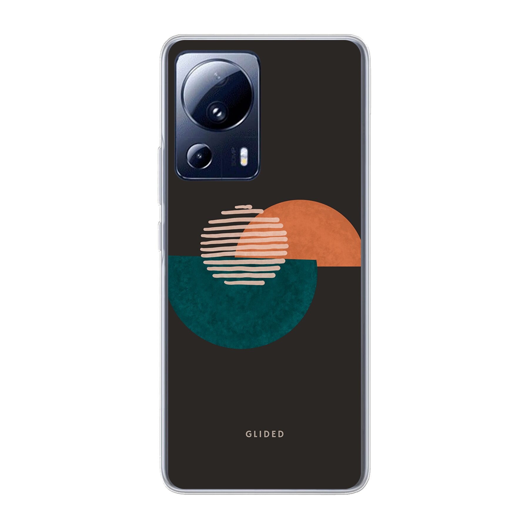 Crest Handyhülle für Xiaomi 13 Lite mit abstraktem Kreismuster auf dunklem Hintergrund, bietet stilvollen Schutz.