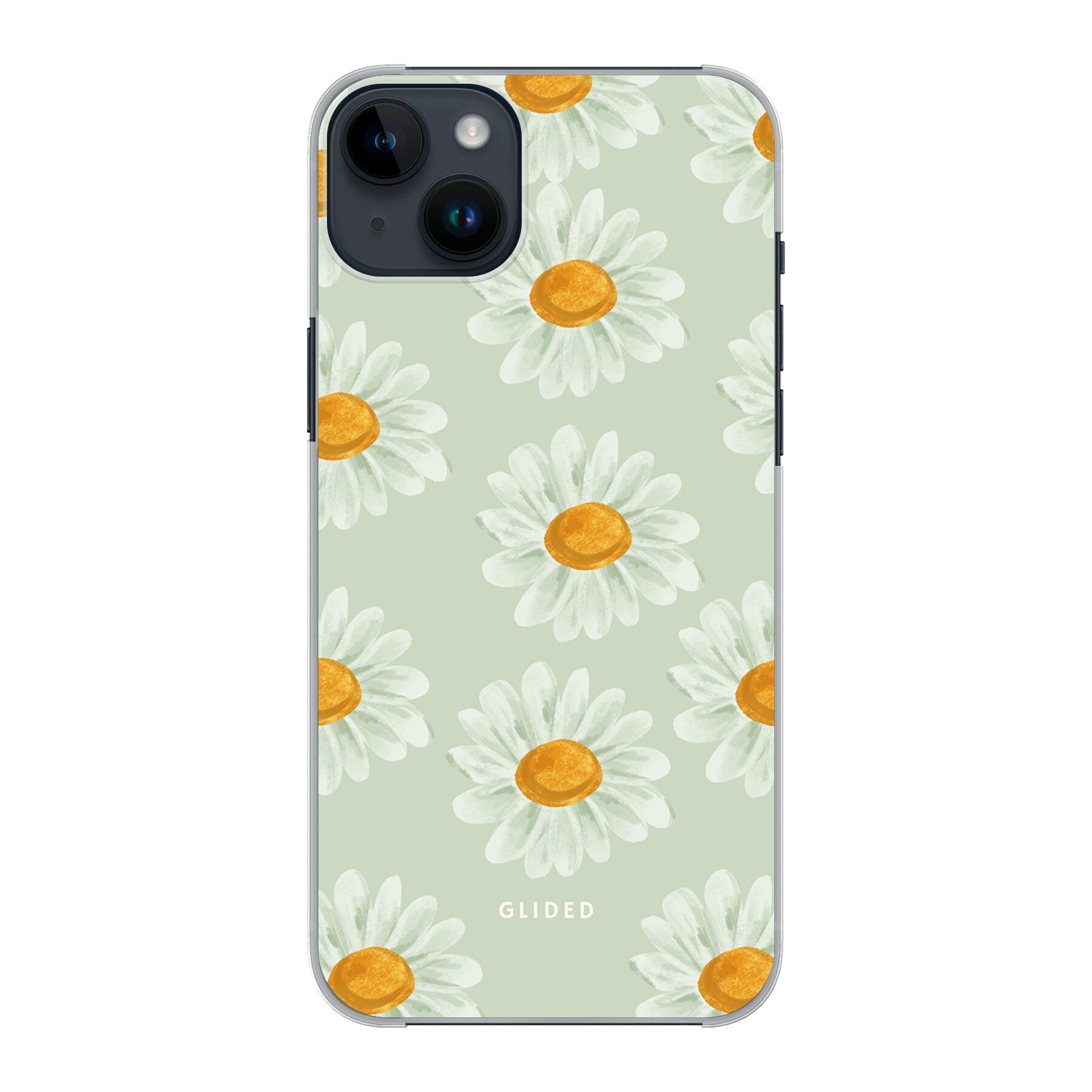 Daisy Handyhülle für iPhone 14 Plus mit zarten Gänseblümchen in voller Blüte, stilvoll und schützend.