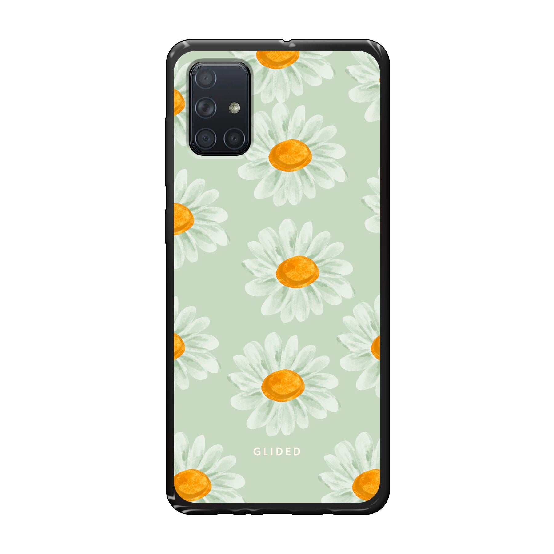 Daisy Handyhülle für Samsung Galaxy A71 mit zarten Gänseblümchen in voller Blüte, bietet stilvollen Schutz und ästhetisches Design.