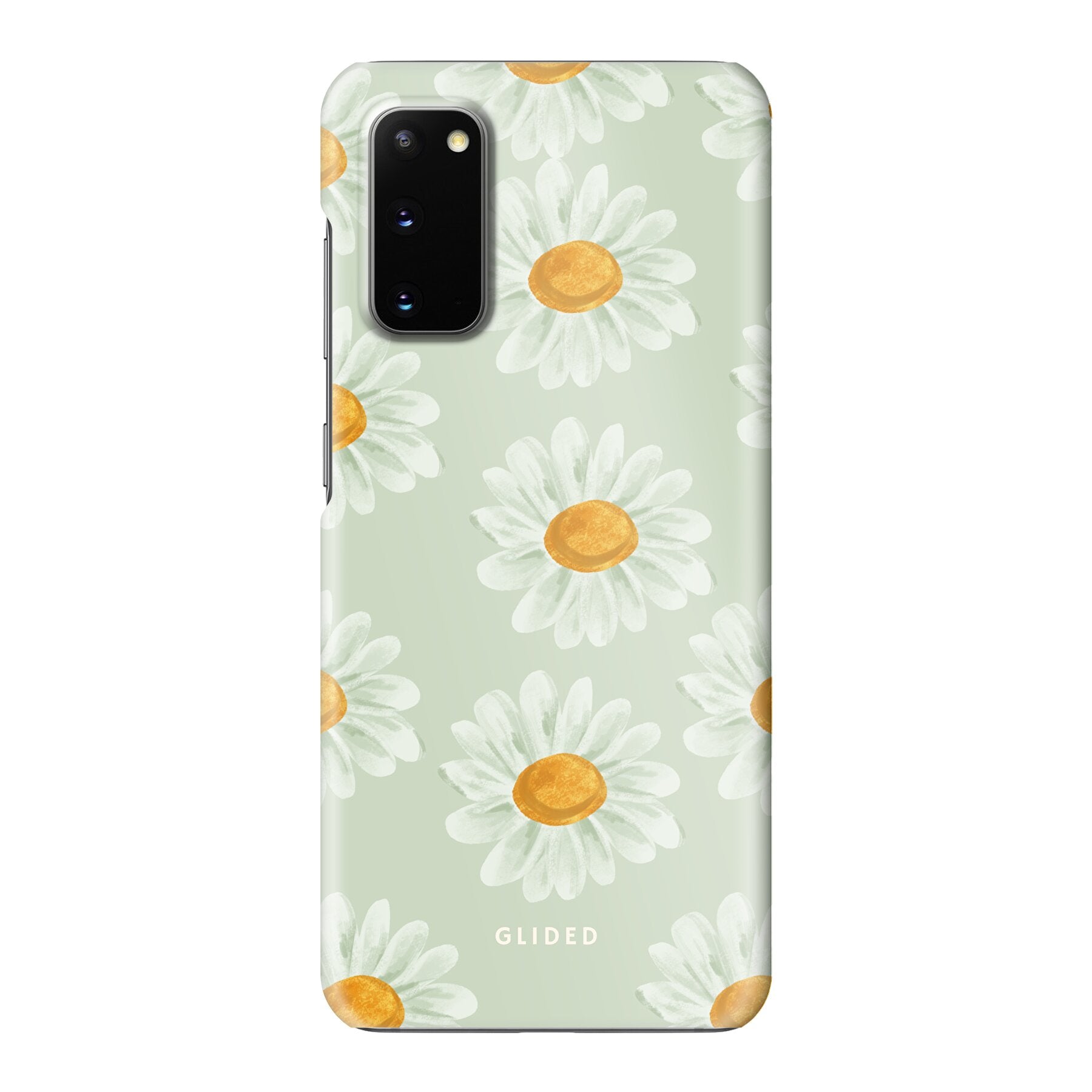 Daisy Handyhülle für Samsung Galaxy S20 mit zarten Gänseblümchen in voller Blüte, bietet stilvollen Schutz und ästhetisches Design.
