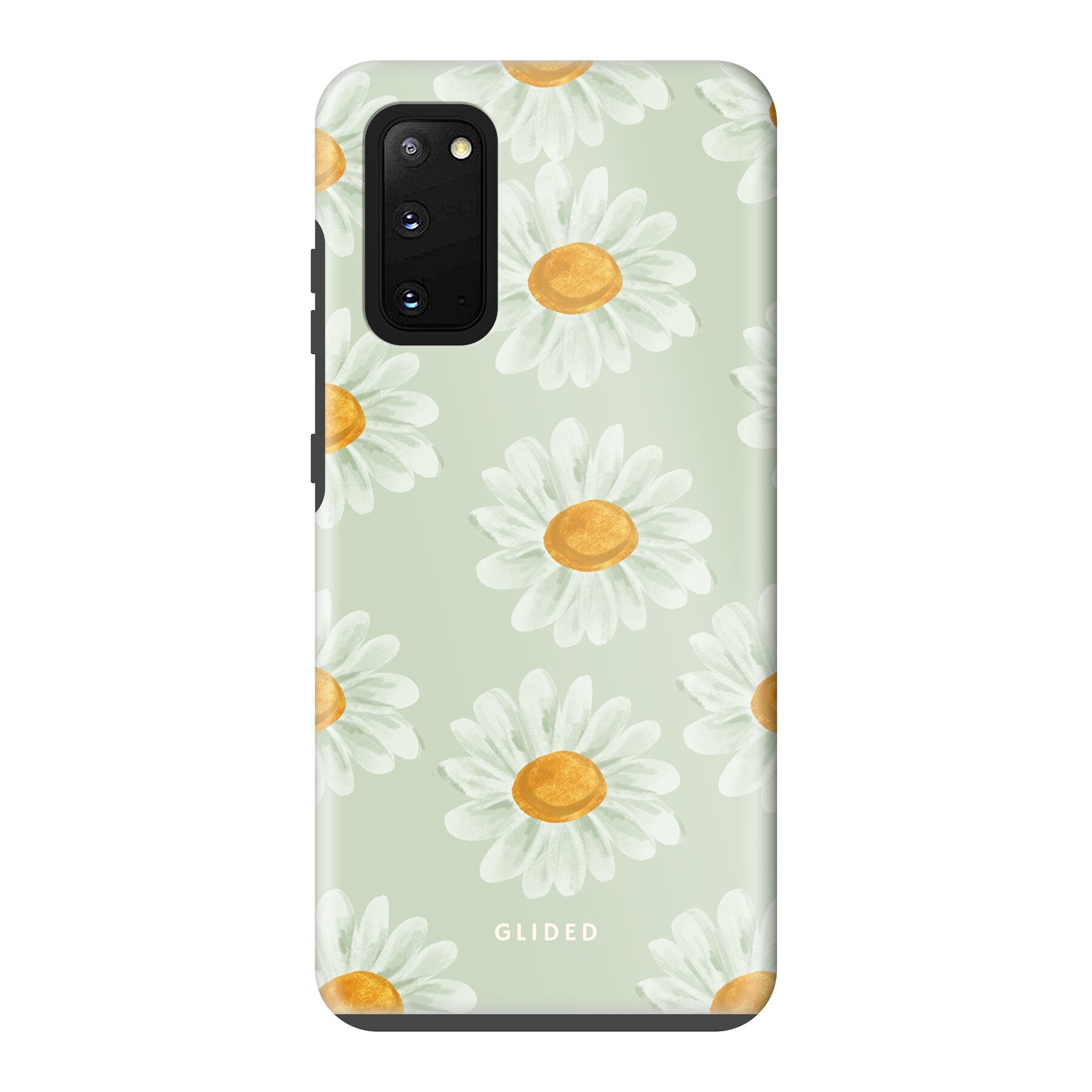 Daisy Handyhülle für Samsung Galaxy S20 mit zarten Gänseblümchen in voller Blüte, bietet stilvollen Schutz und ästhetisches Design.