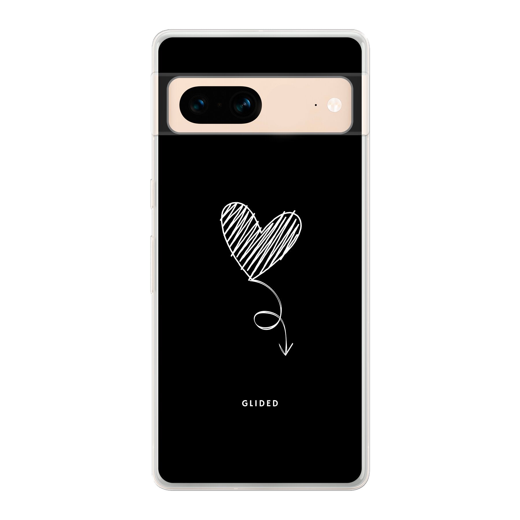 Dark Heart Handyhülle für Google Pixel 7 mit ästhetischem Herzdesign auf dunklem Hintergrund, bietet stilvollen Schutz und modernen Look.