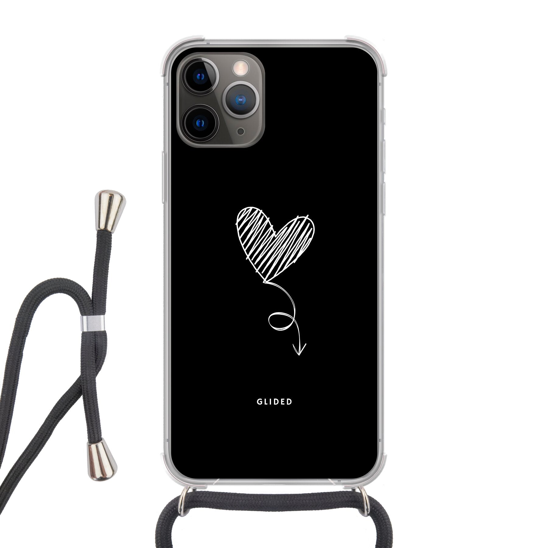 Dark Heart iPhone 11 Pro Handyhülle mit ästhetischem Herzdesign auf dunklem Hintergrund, bietet stilvollen Schutz und einzigartigen Look.