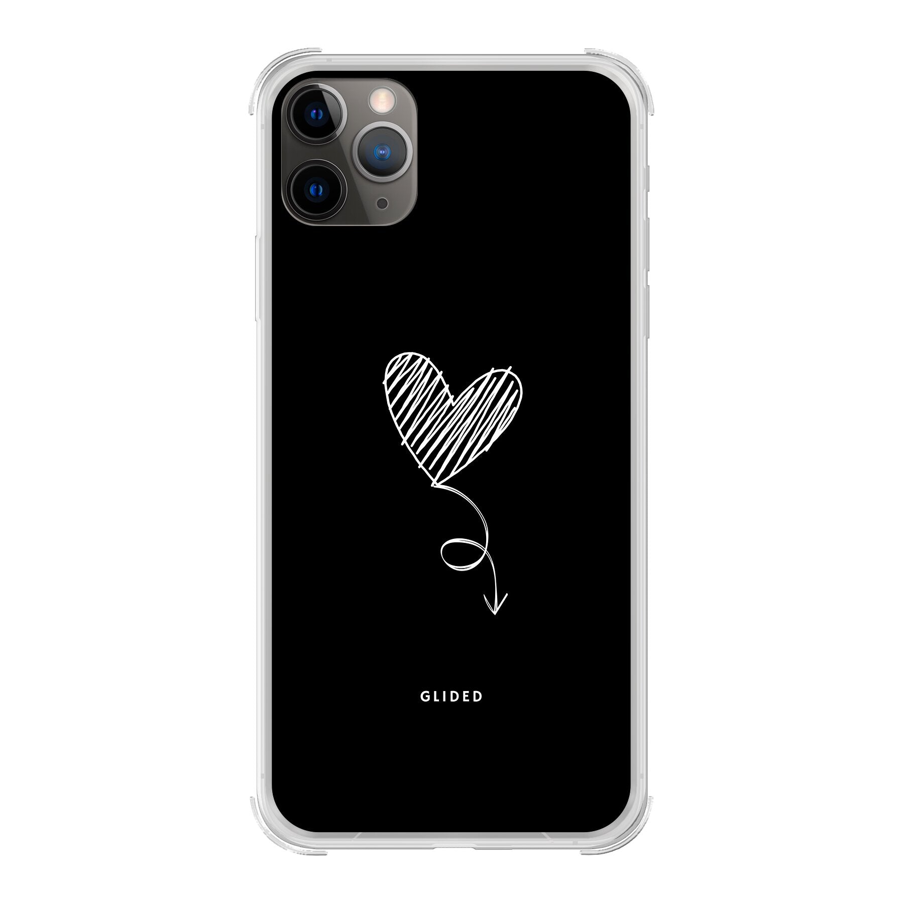 Dark Heart iPhone 11 Pro Handyhülle mit ästhetischem Herzdesign auf dunklem Hintergrund, bietet stilvollen Schutz und einzigartigen Look.