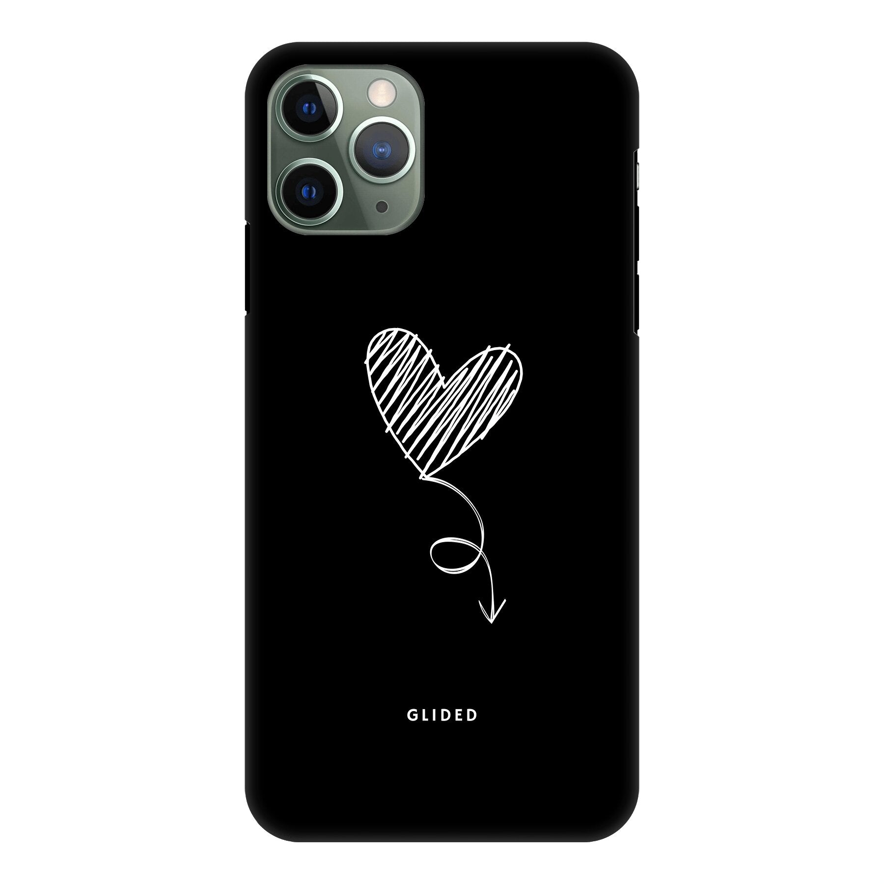 Dark Heart iPhone 11 Pro Handyhülle mit ästhetischem Herzdesign auf dunklem Hintergrund, bietet stilvollen Schutz und einzigartigen Look.