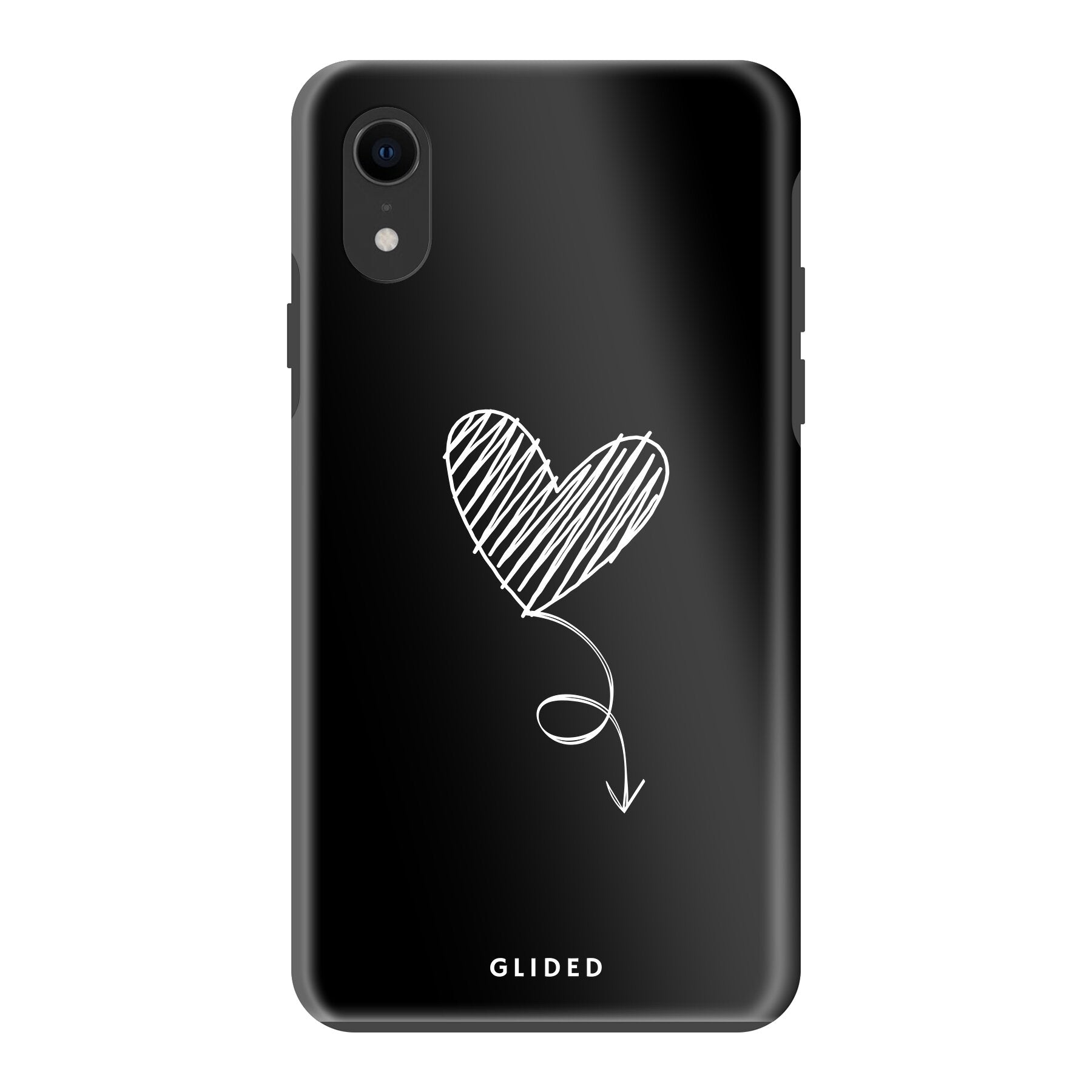 Dark Heart iPhone X/Xs Handyhülle mit ästhetischem Herzdesign auf dunklem Hintergrund, bietet stilvollen Schutz.
