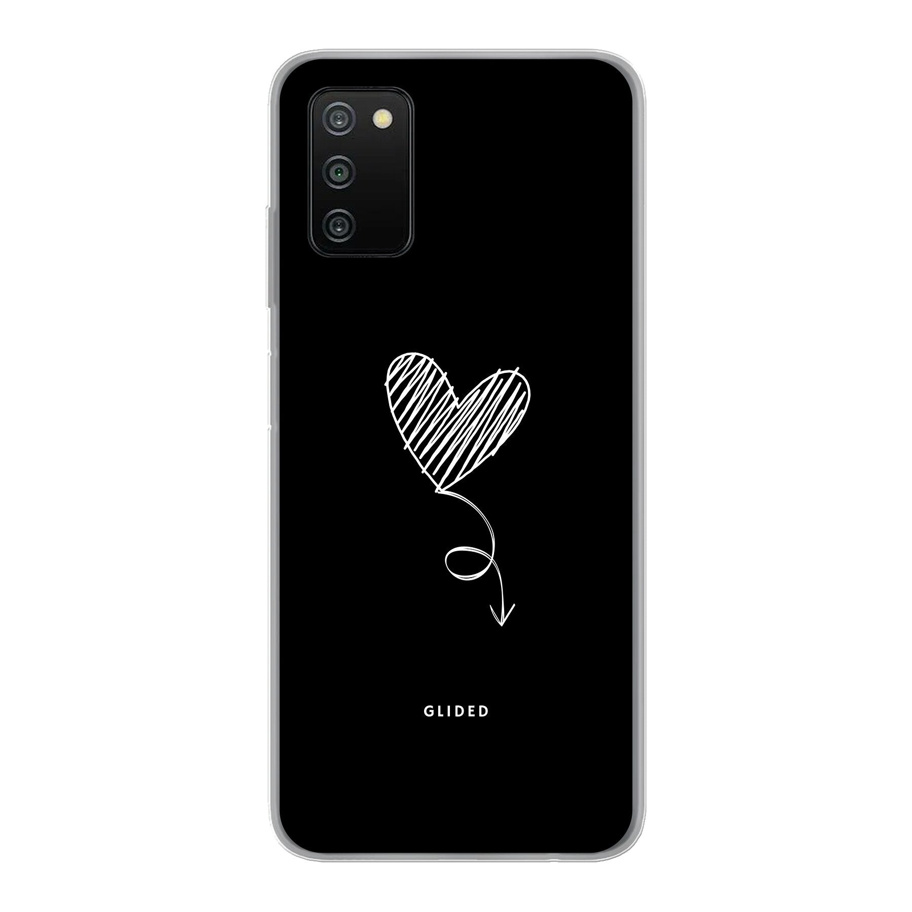Dark Heart Handyhülle für Samsung Galaxy A03s mit ästhetischem Herzdesign auf dunklem Hintergrund, bietet Schutz und Stil.