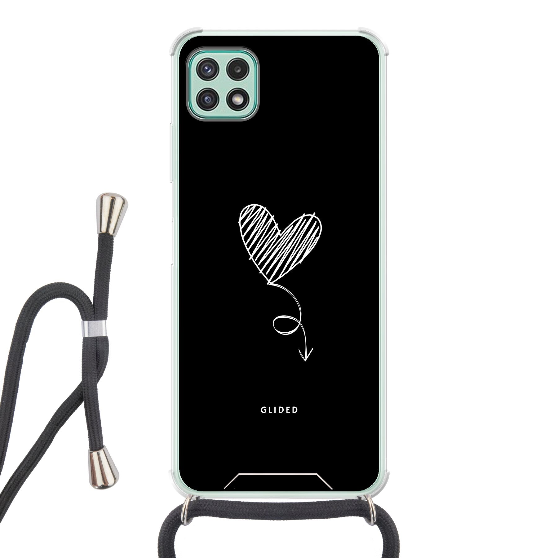 Dark Heart Handyhülle für Samsung Galaxy A22 5G mit ästhetischem Herzdesign auf dunklem Hintergrund, bietet stilvollen Schutz.