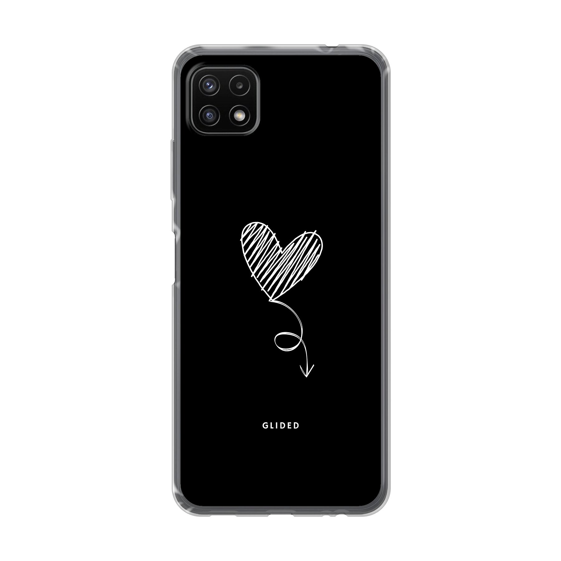 Dark Heart Handyhülle für Samsung Galaxy A22 5G mit ästhetischem Herzdesign auf dunklem Hintergrund, bietet stilvollen Schutz.