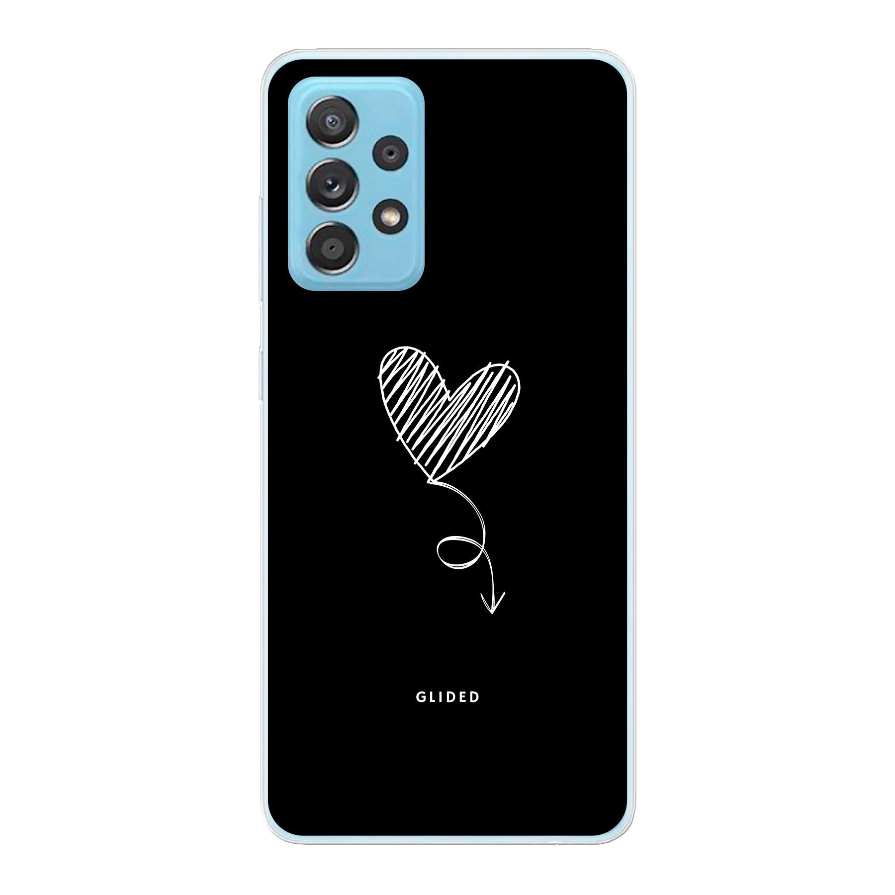 Dark Heart Handyhülle für Samsung Galaxy A73 5G mit ästhetischem Herzdesign auf dunklem Hintergrund.