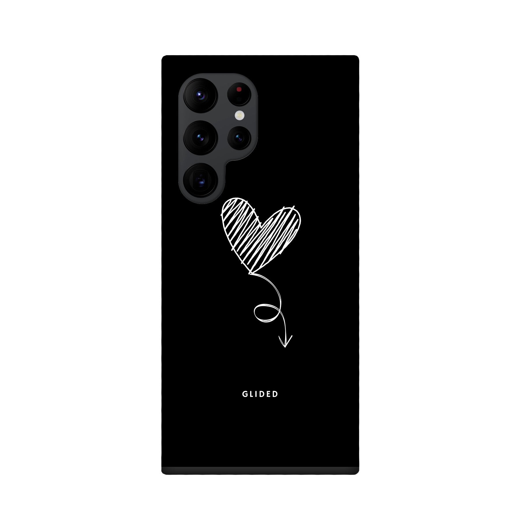 Dark Heart Handyhülle für Samsung Galaxy S22 Ultra mit ästhetischem Herzdesign auf dunklem Hintergrund, bietet stilvollen Schutz.
