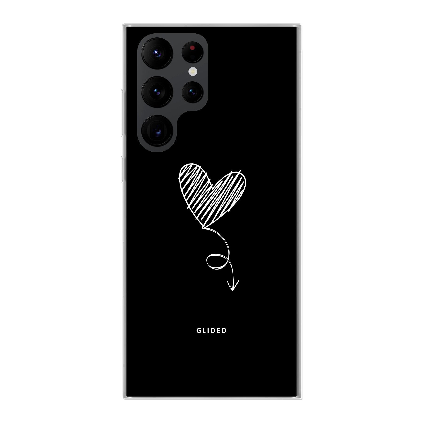 Dark Heart Handyhülle für Samsung Galaxy S22 Ultra mit ästhetischem Herzdesign auf dunklem Hintergrund, bietet stilvollen Schutz.