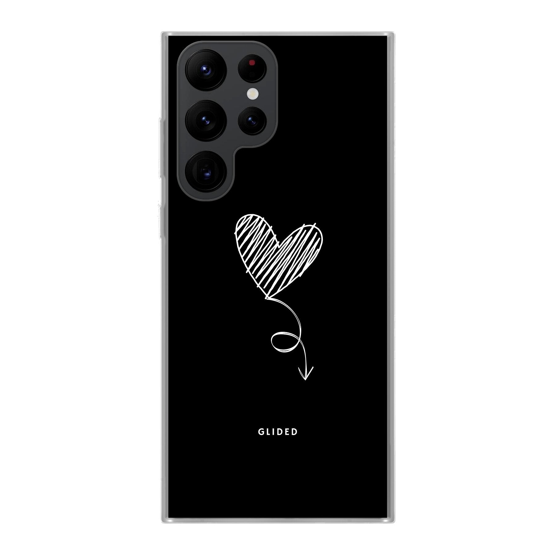 Dark Heart Handyhülle für Samsung Galaxy S22 Ultra mit ästhetischem Herzdesign auf dunklem Hintergrund, bietet stilvollen Schutz.