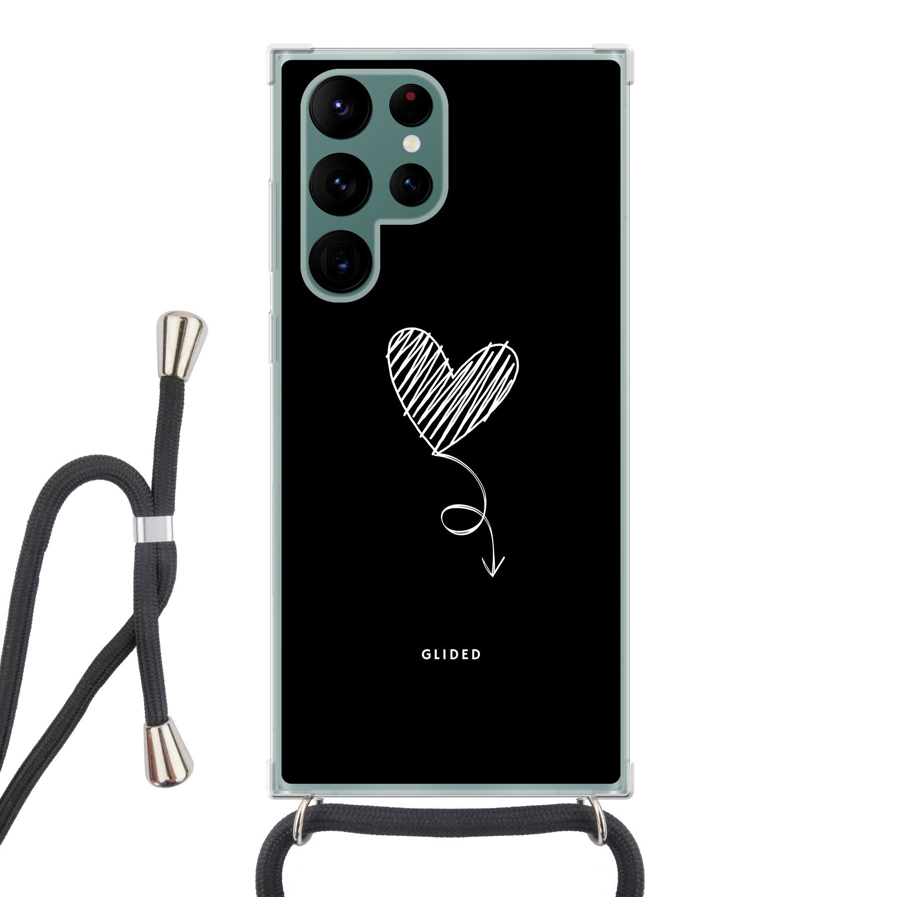 Dark Heart Handyhülle für Samsung Galaxy S22 Ultra mit ästhetischem Herzdesign auf dunklem Hintergrund, bietet stilvollen Schutz.