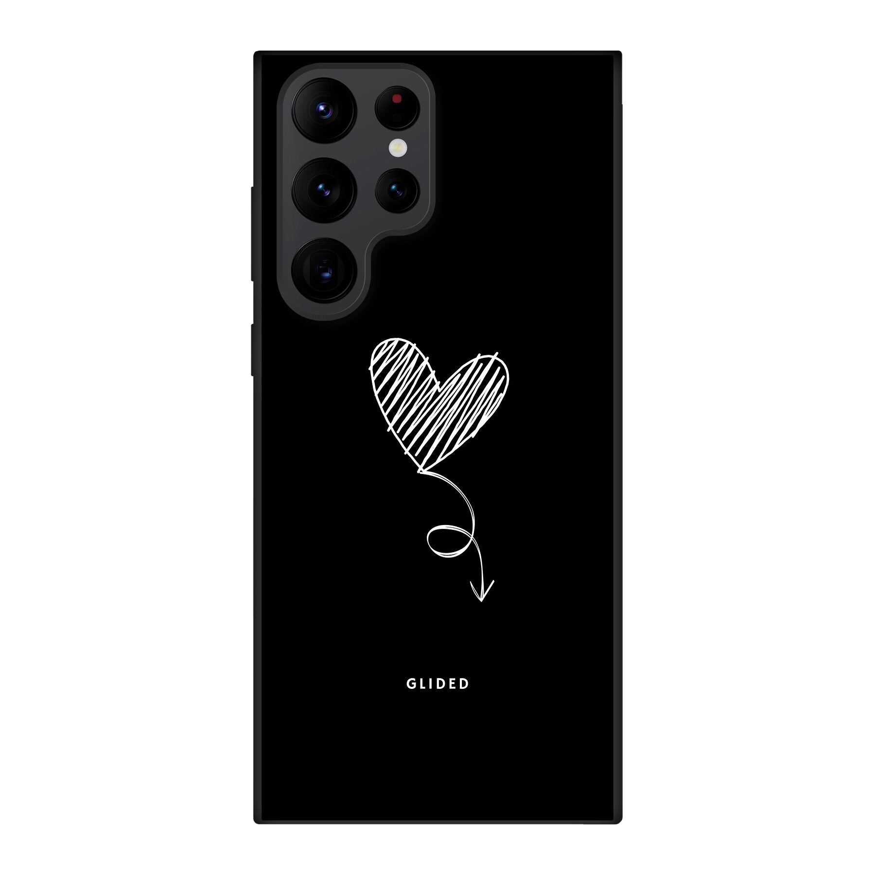 Dark Heart Handyhülle für Samsung Galaxy S22 Ultra mit ästhetischem Herzdesign auf dunklem Hintergrund, bietet stilvollen Schutz.