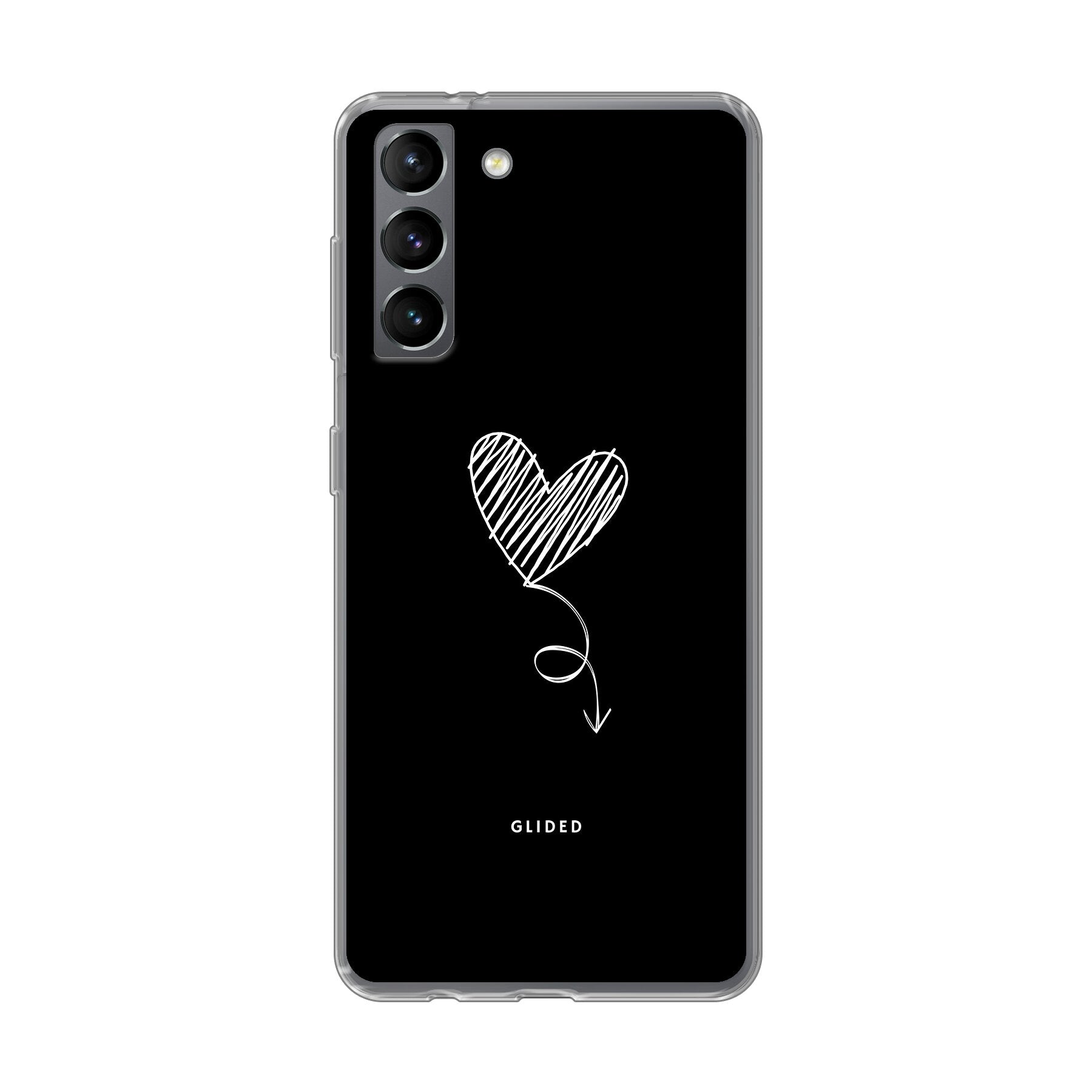 Dark Heart Handyhülle für Samsung Galaxy S21 5G mit ästhetischem Herzdesign auf dunklem Hintergrund, bietet stilvollen Schutz.