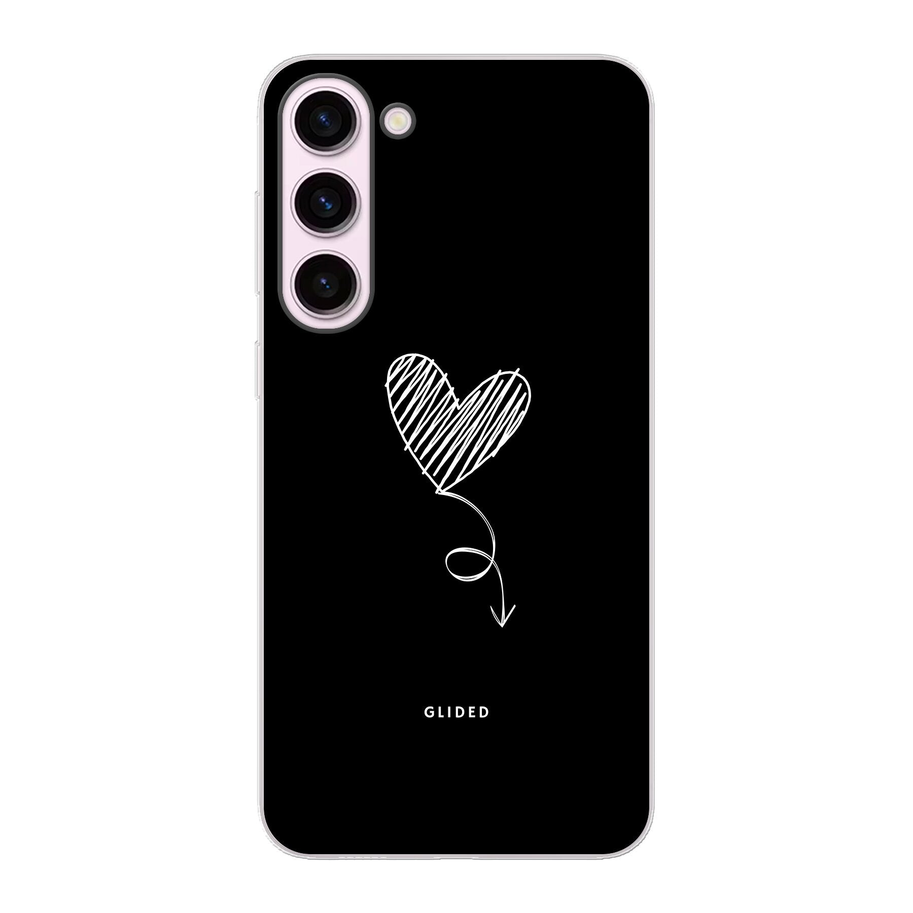 Dark Heart Handyhülle für Samsung Galaxy S23 Plus mit ästhetischem Herzdesign auf dunklem Hintergrund, bietet Schutz und Stil.