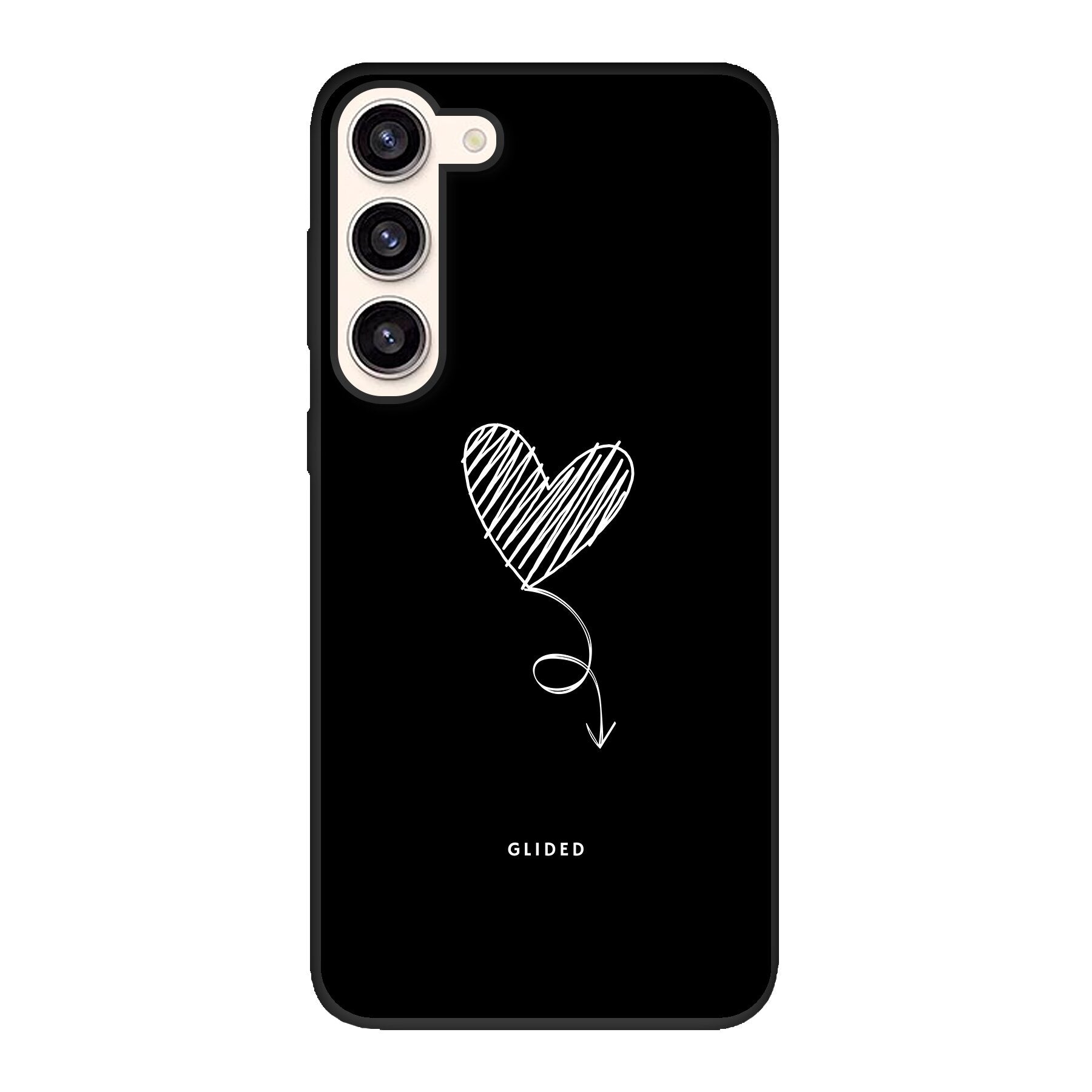 Dark Heart Handyhülle für Samsung Galaxy S23 Plus mit ästhetischem Herzdesign auf dunklem Hintergrund, bietet Schutz und Stil.