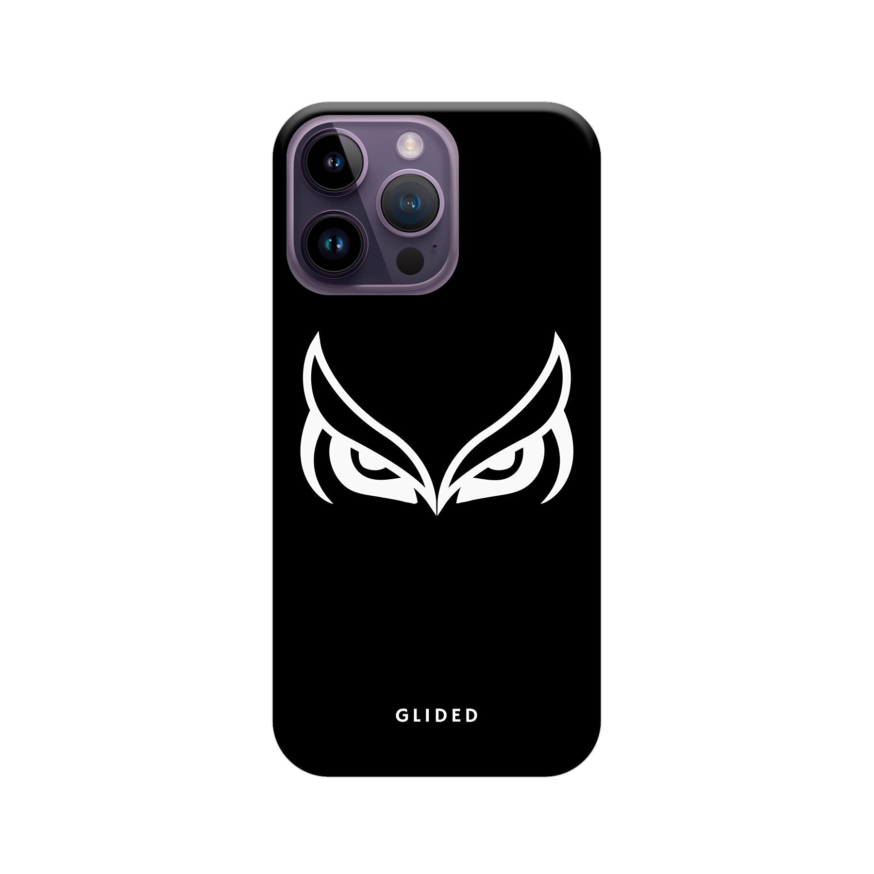 Dark Owl Handyhülle für iPhone 14 Pro Max mit majestätischen Eulen auf tiefdunklem Hintergrund, stilvoll und schützend.