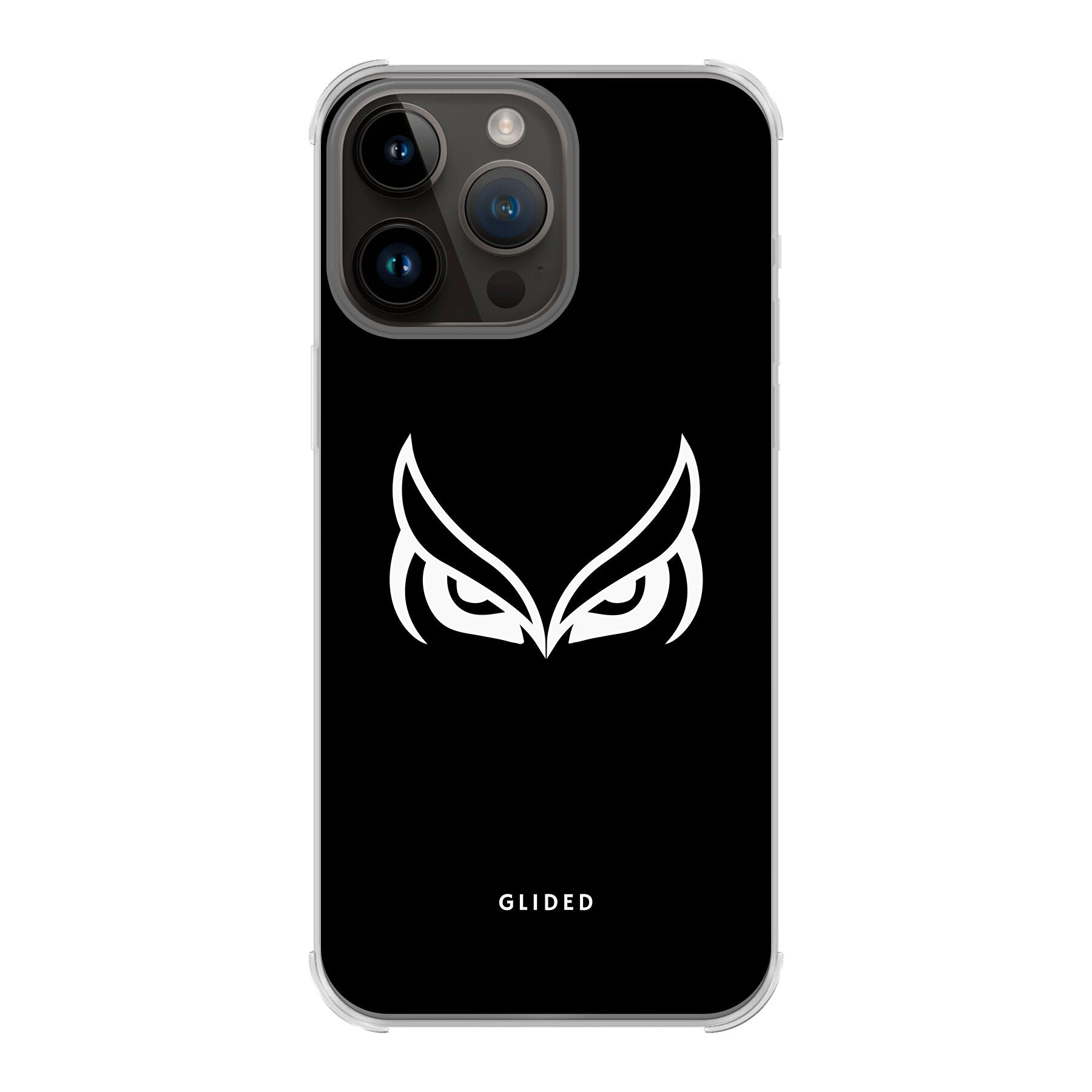Dark Owl Handyhülle für iPhone 14 Pro Max mit majestätischen Eulen auf tiefdunklem Hintergrund, stilvoll und schützend.