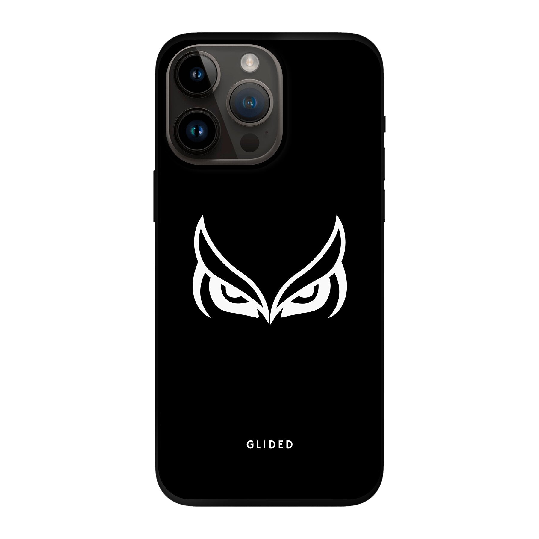 Dark Owl Handyhülle für iPhone 14 Pro Max mit majestätischen Eulen auf tiefdunklem Hintergrund, stilvoll und schützend.