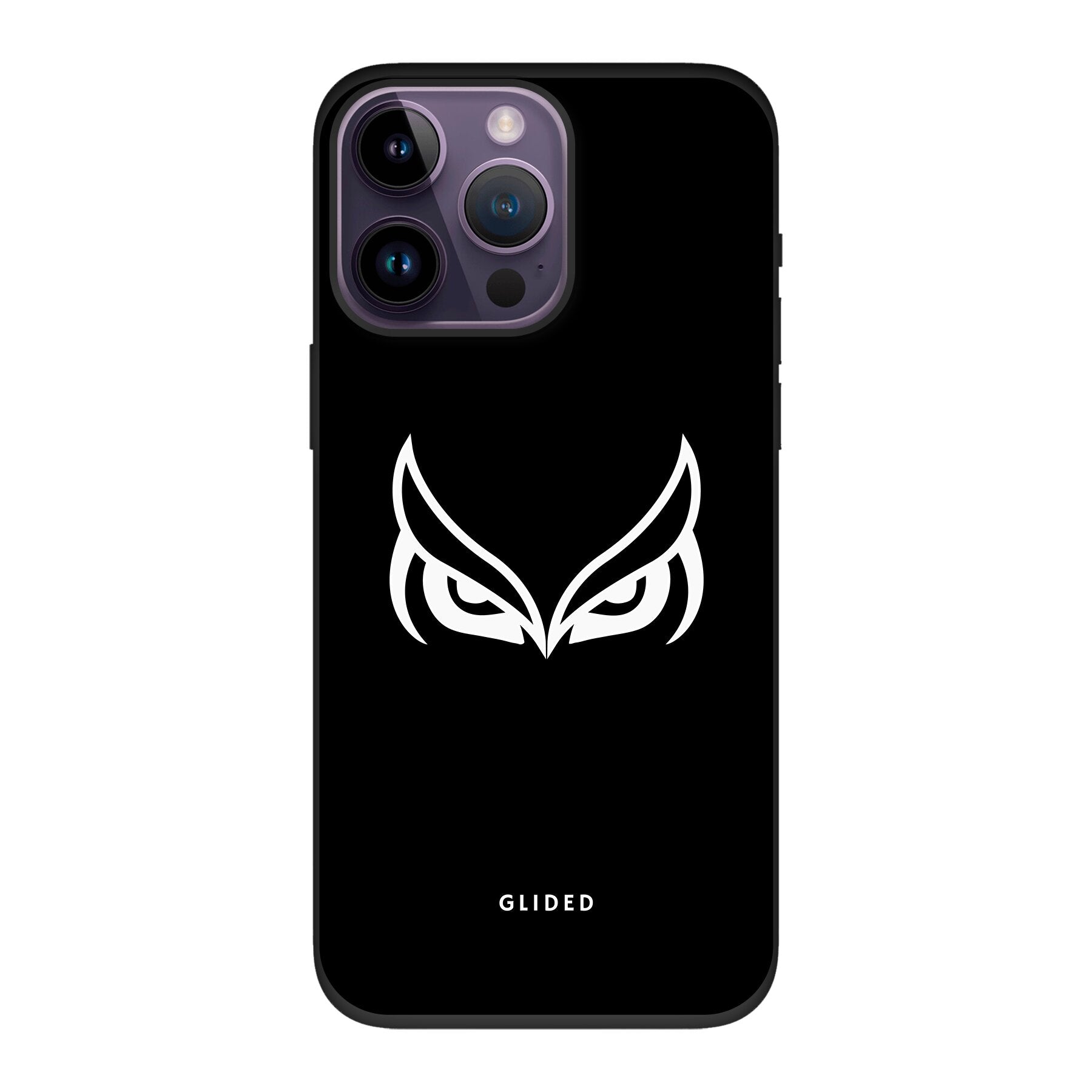 Dark Owl Handyhülle für iPhone 14 Pro Max mit majestätischen Eulen auf tiefdunklem Hintergrund, stilvoll und schützend.