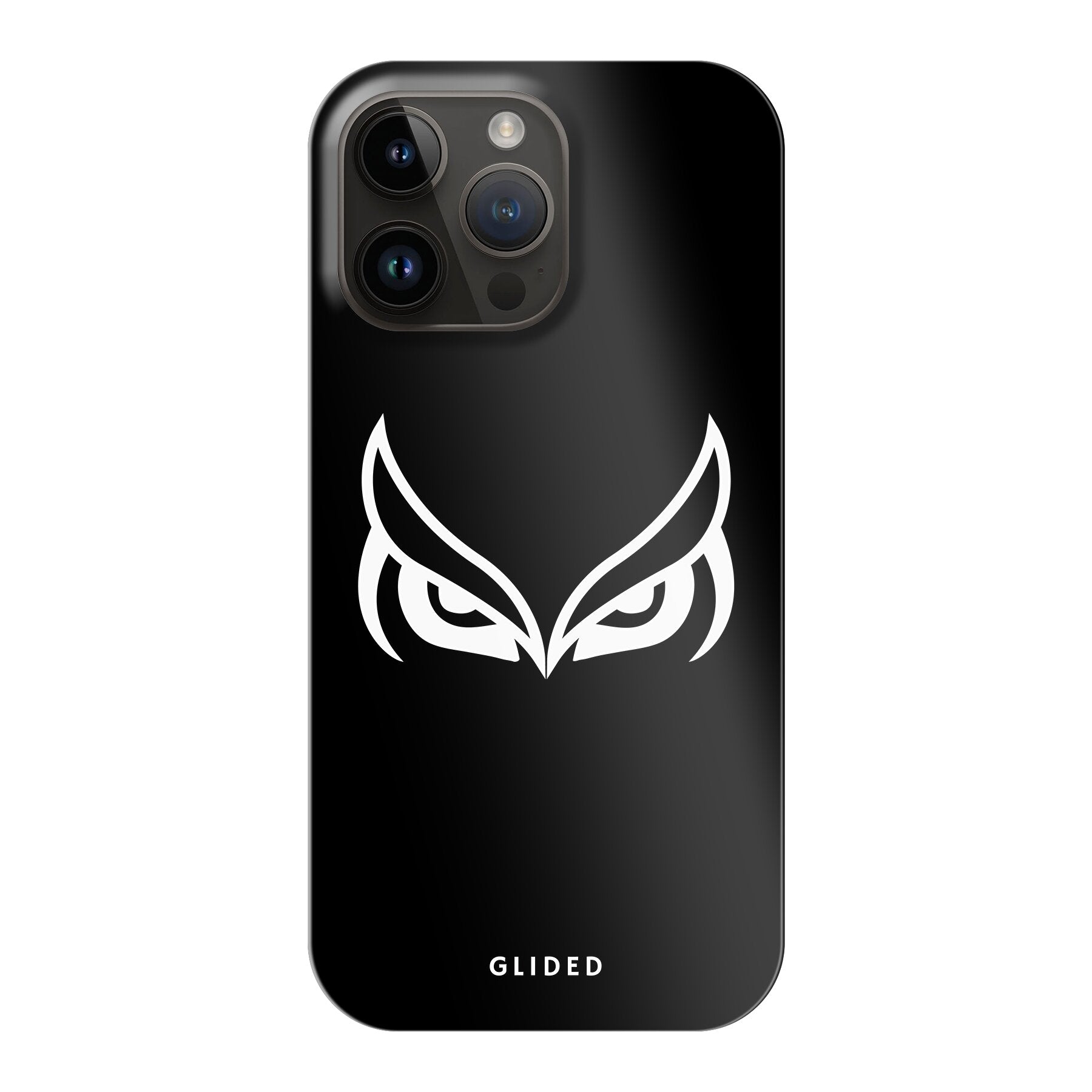 Dark Owl Handyhülle für iPhone 14 Pro Max mit majestätischen Eulen auf tiefdunklem Hintergrund, stilvoll und schützend.
