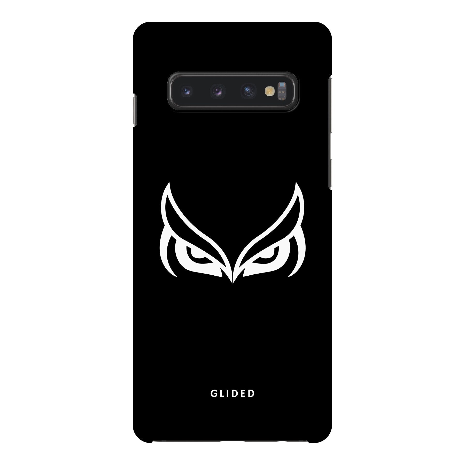 Dark Owl Handyhülle für Samsung Galaxy S10 mit majestätischen Eulen auf dunklem Hintergrund, stilvoll und schützend.