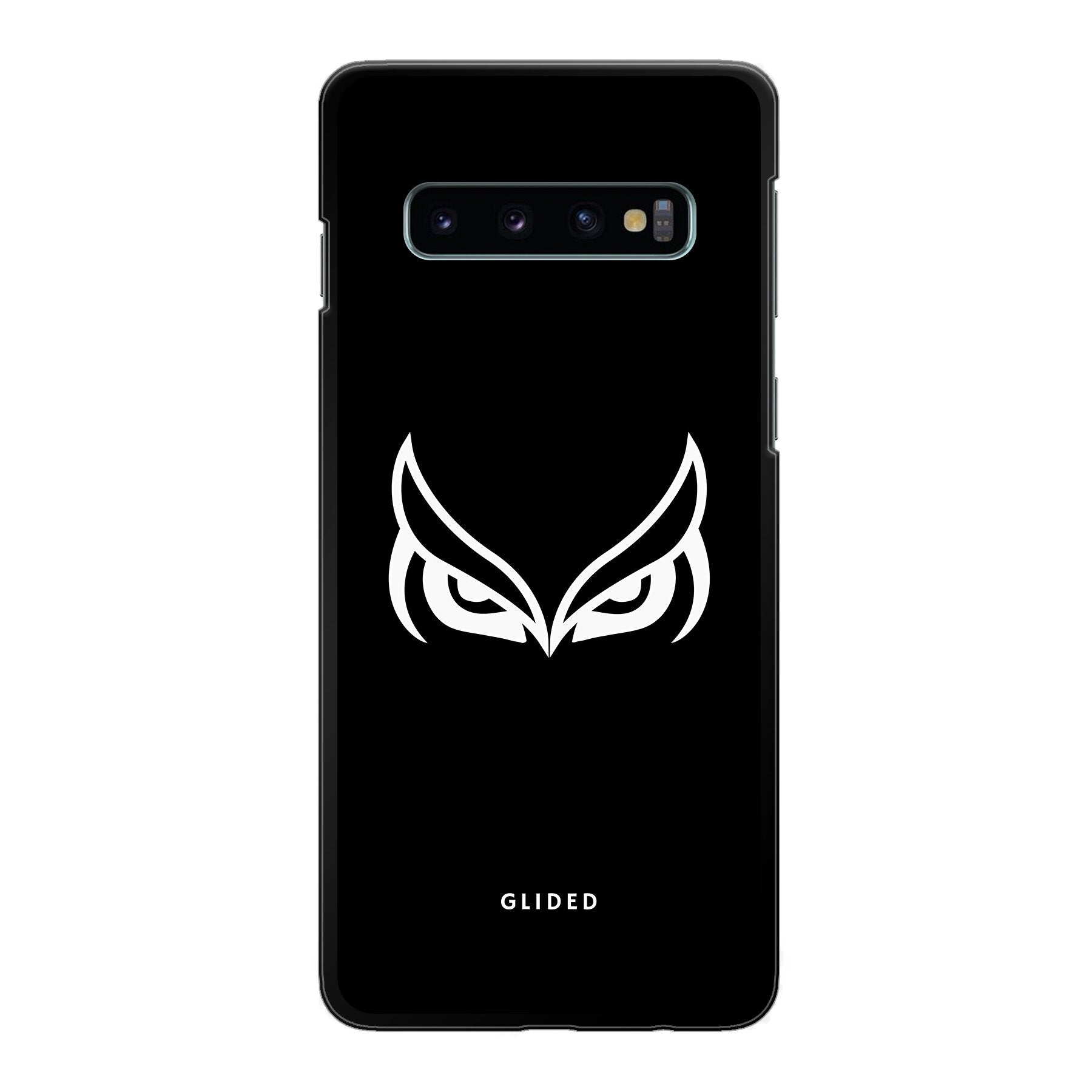 Dark Owl Handyhülle für Samsung Galaxy S10 mit majestätischen Eulen auf dunklem Hintergrund, stilvoll und schützend.