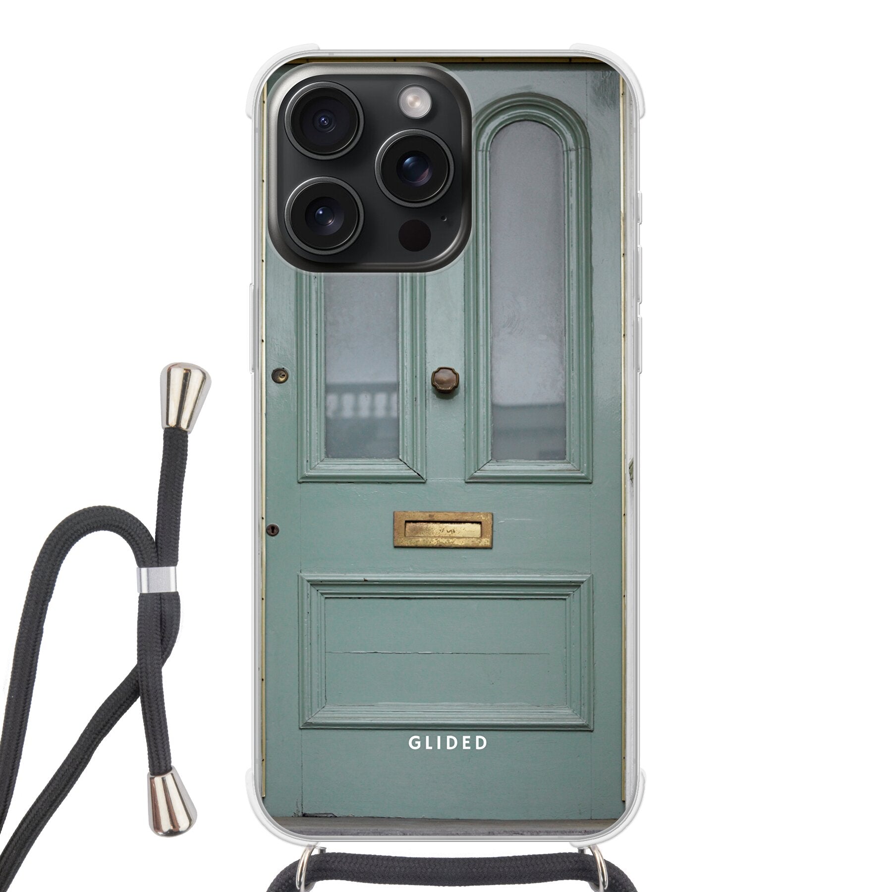 Die 'Doorway Dream' Handyhülle für iPhone 15 Pro Max mit mintgrüner Tür, die Fantasie und Inspiration symbolisiert.