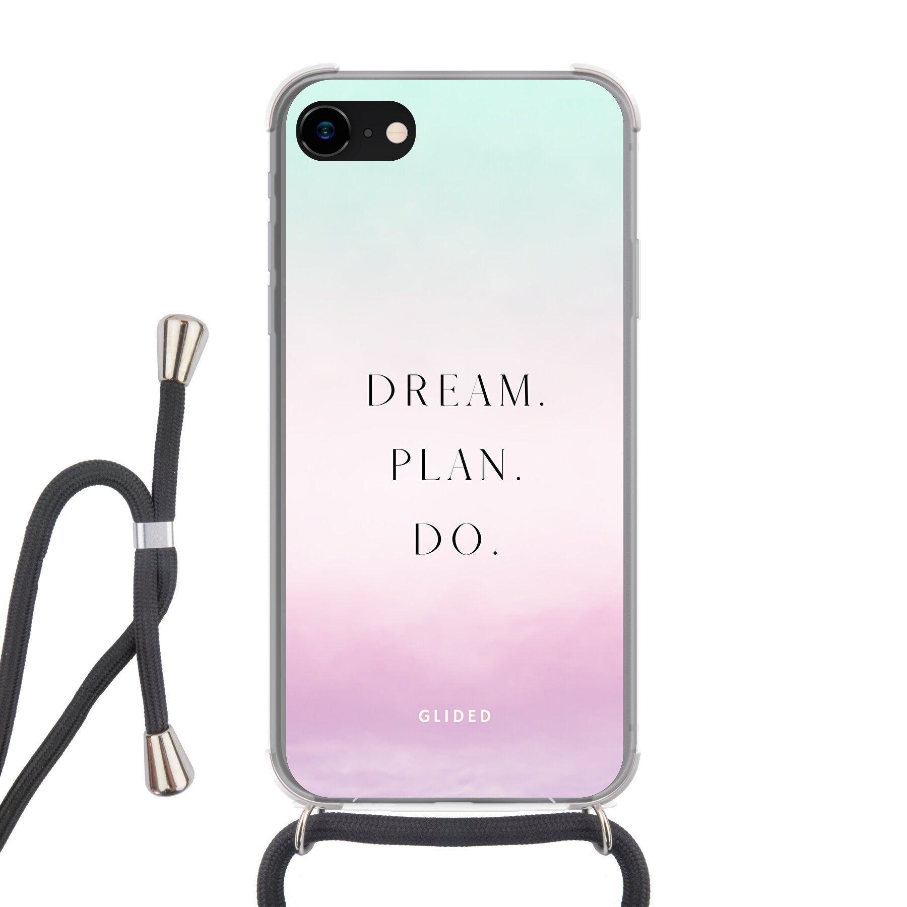 Dream iPhone SE 2022 Handyhülle mit inspirierendem Spruch 'Dream, plan, do' in ästhetischem Design, idealer Schutz für dein Smartphone.
