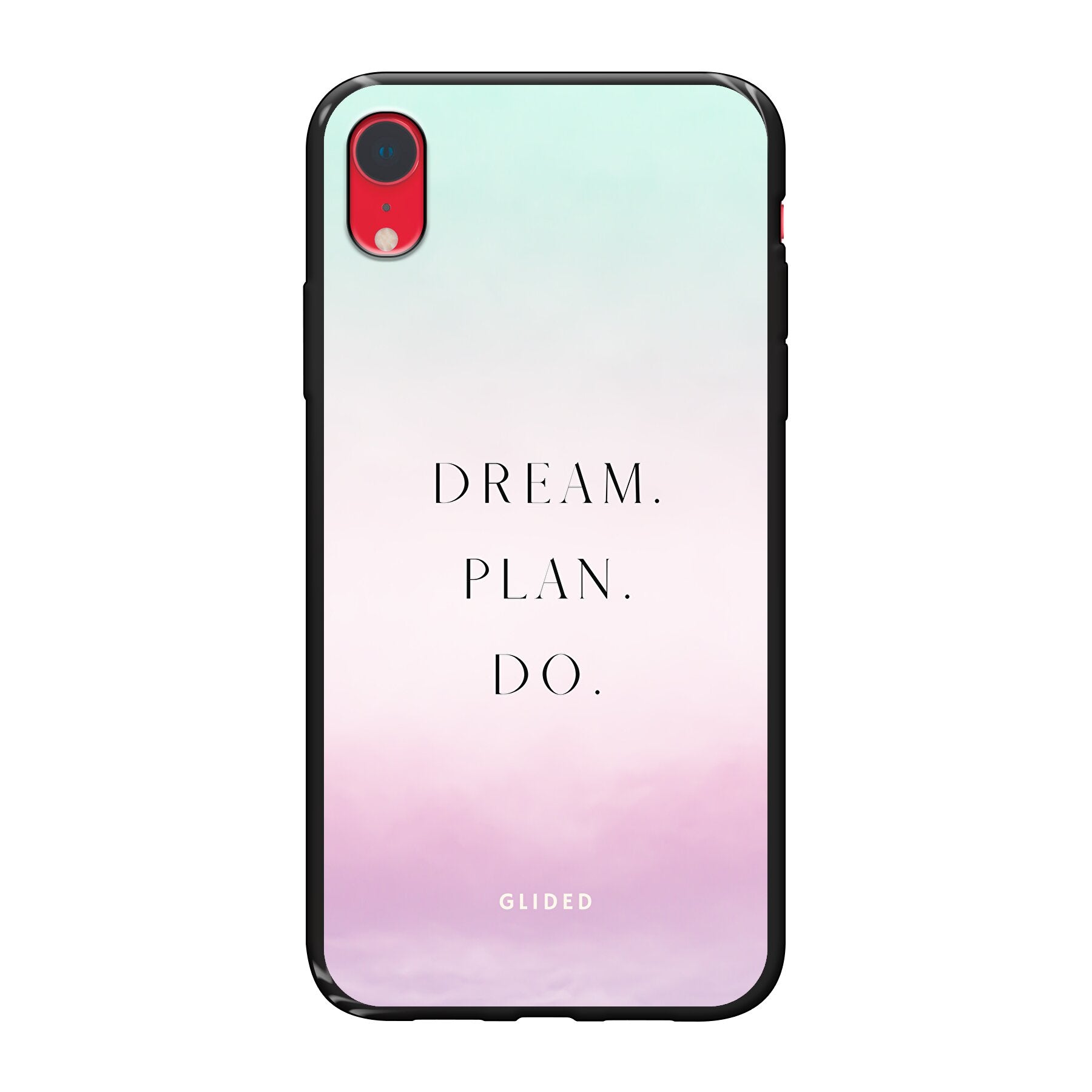 Dream iPhone XR Handyhülle mit inspirierendem Spruch 'Dream, plan, do', stoßfestem Schutz und ästhetischem Design.