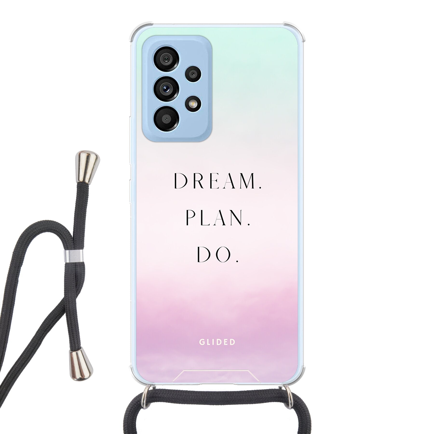 Dream Handyhülle für Samsung Galaxy A53 5G mit inspirierendem Spruch 'Dream, plan, do' und ästhetischem Design.