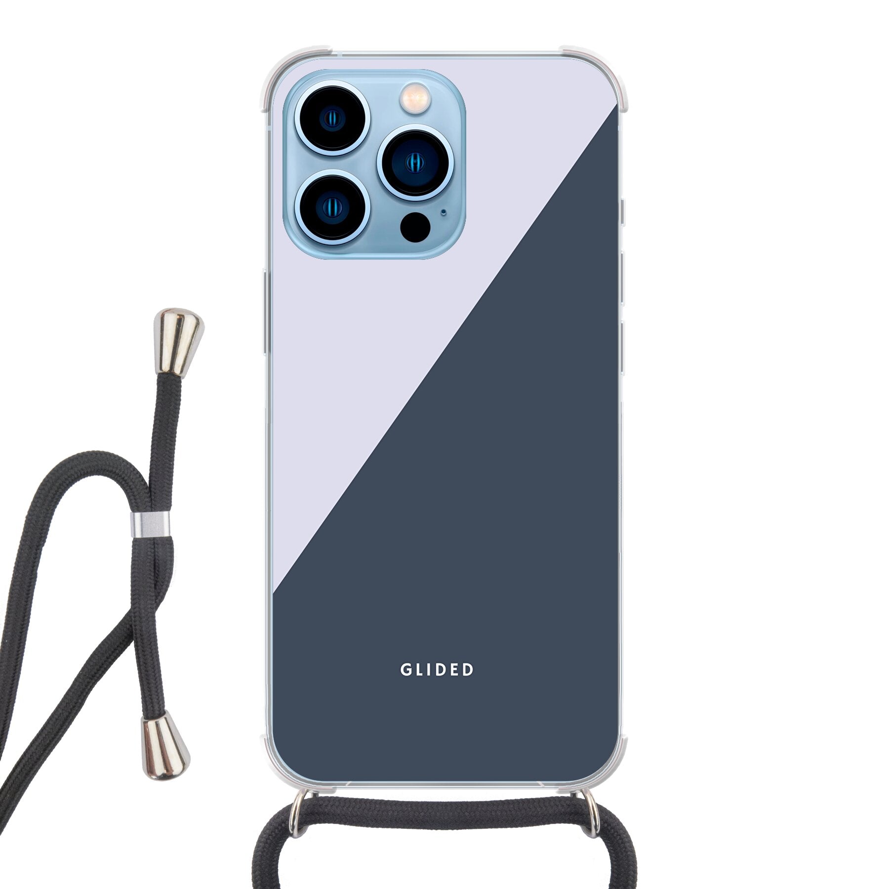 Edge iPhone 13 Pro Max Handyhülle in Grau und Weiß mit minimalistischen Farbblöcken und klaren Linien.