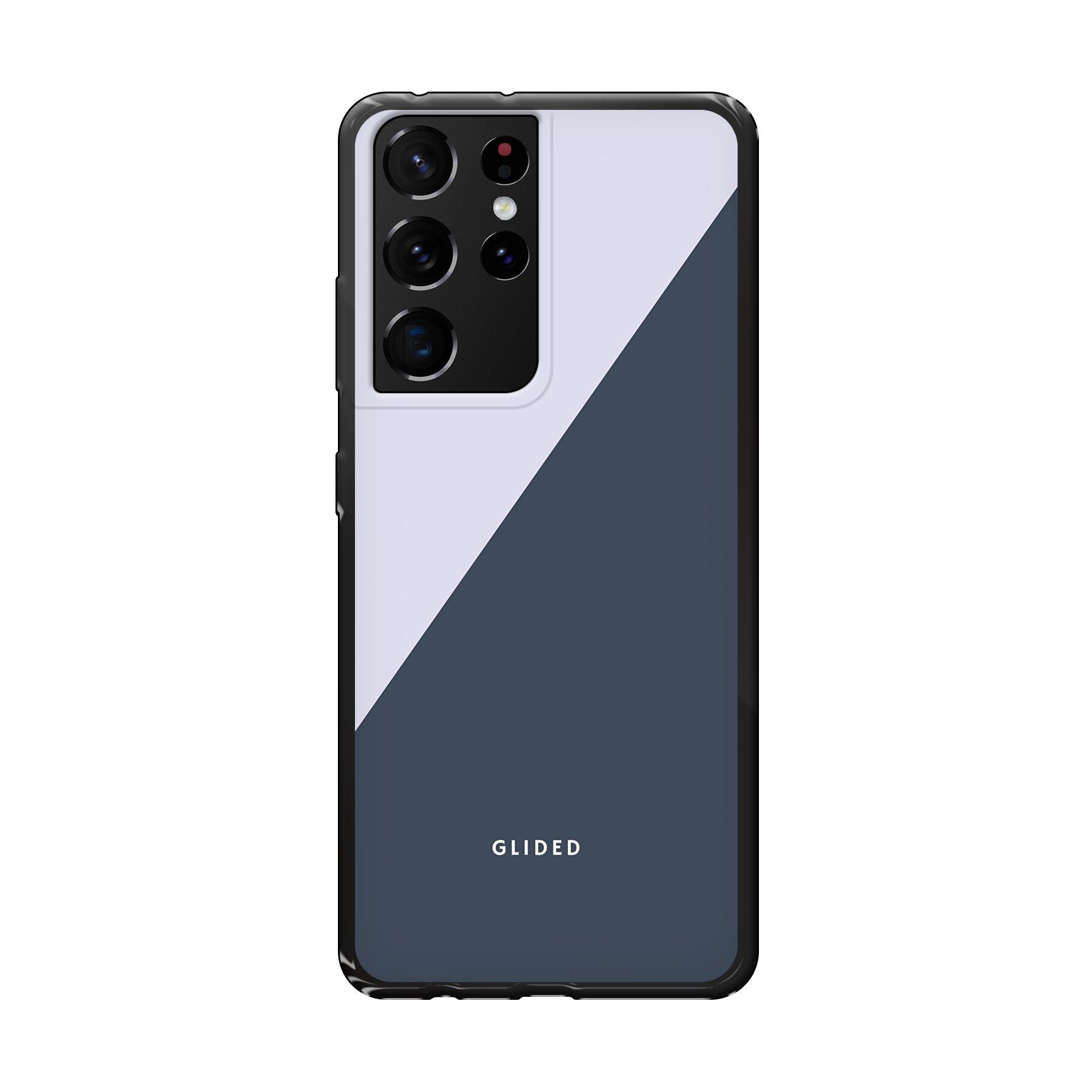 Edge Handyhülle für Samsung Galaxy S21 Ultra 5G in Grau und Weiß, minimalistisches Design mit klaren Linien.