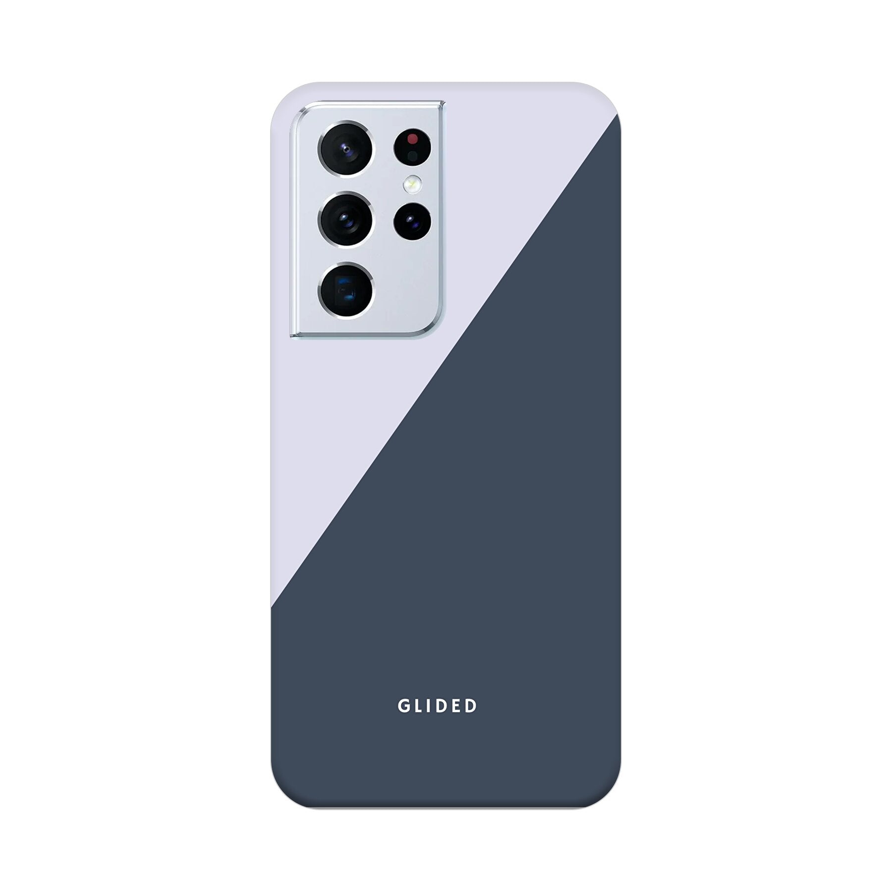 Edge Handyhülle für Samsung Galaxy S21 Ultra 5G in Grau und Weiß, minimalistisches Design mit klaren Linien.