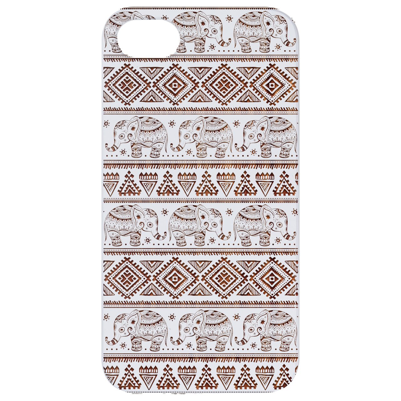 Elephant Pattern - Engraved wooden phone case showcasing intricate design and durable construction.