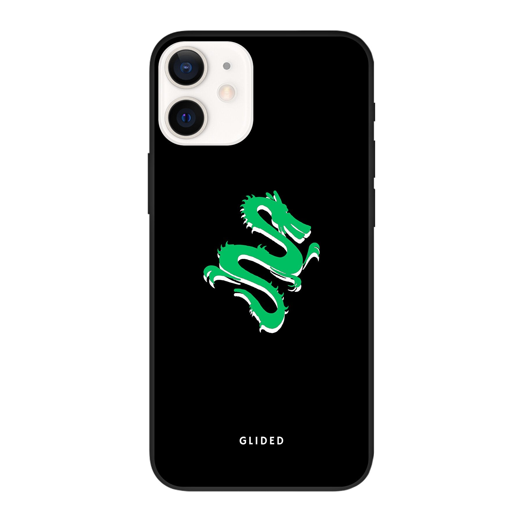 Emerald Dragon Handyhülle für iPhone 12 Pro mit majestätischem grünem Drachen-Design, idealer Schutz und stilvolle Ästhetik.